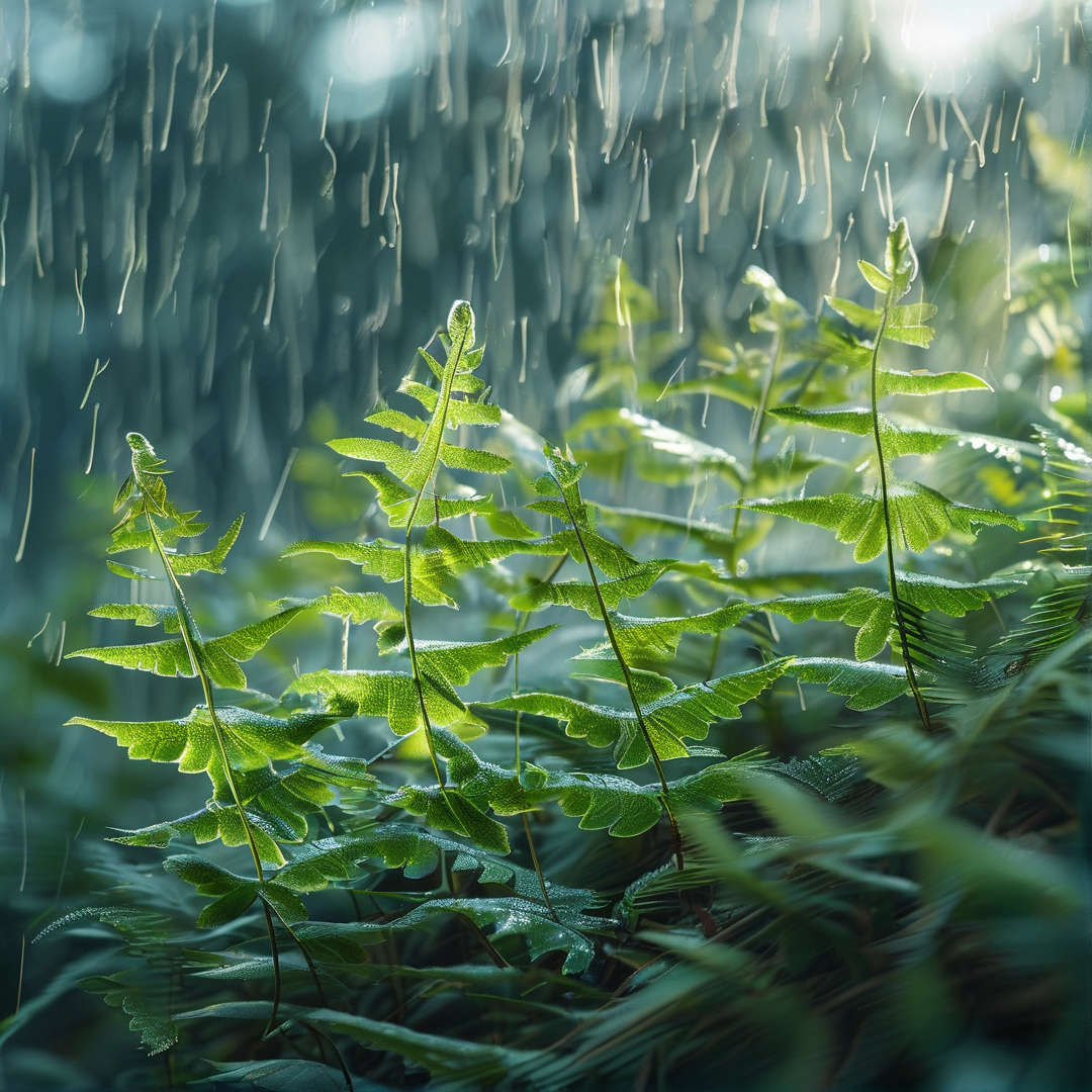 Ethereal Rain on Ferns