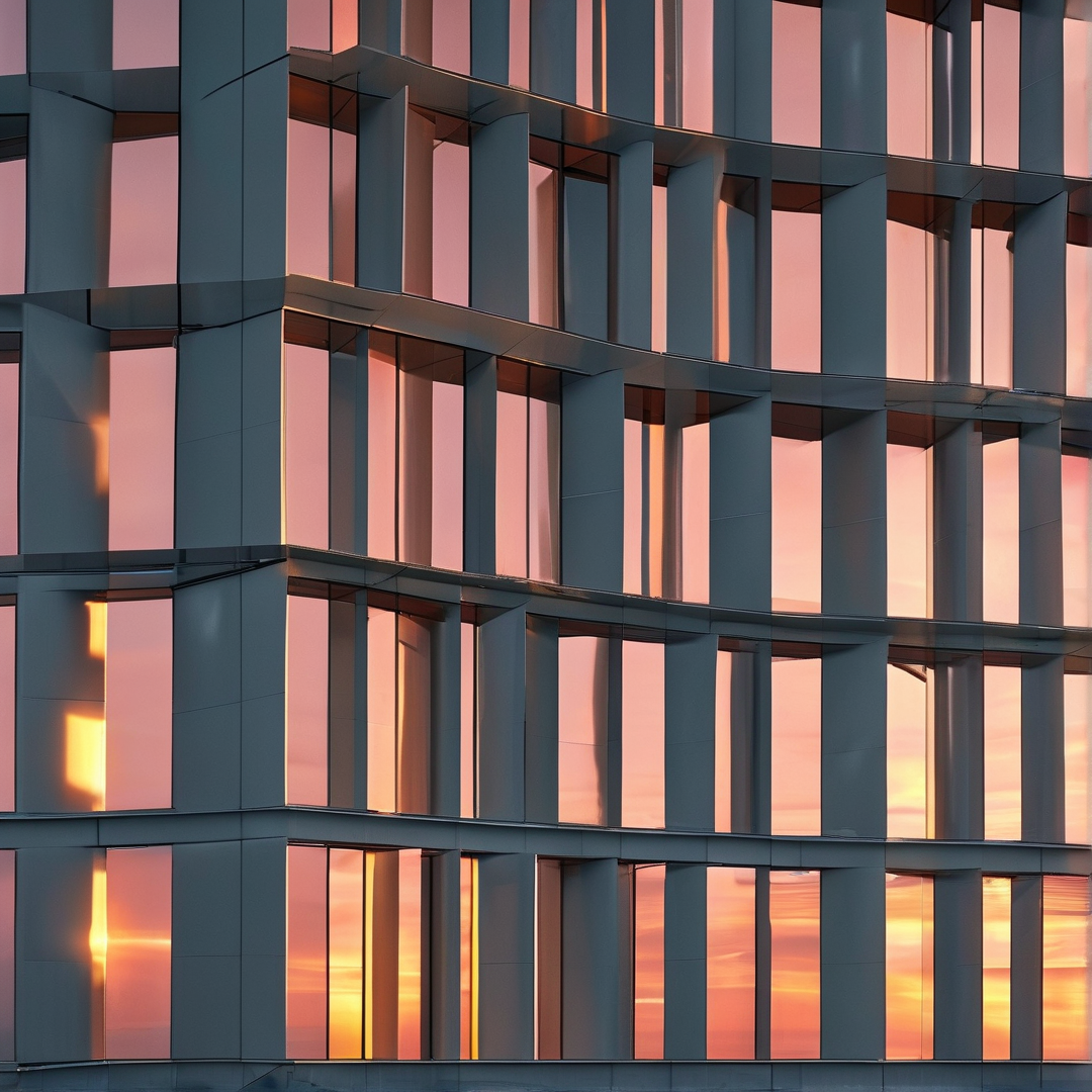 Modern Facade at Sunset