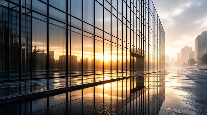 Glass Building at Sunset