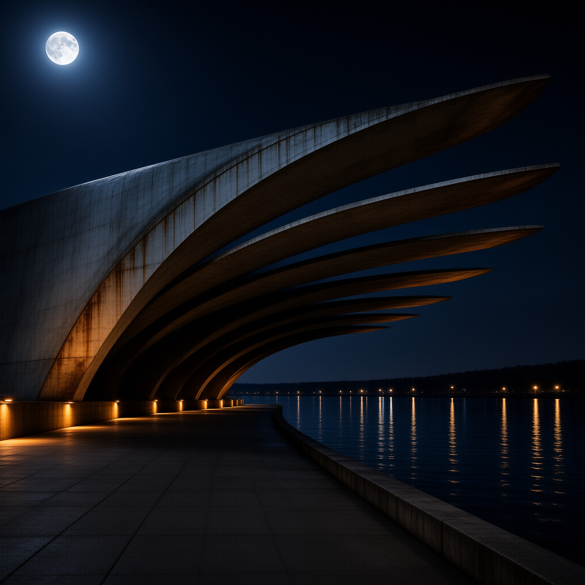 Moonlit Modern Architecture