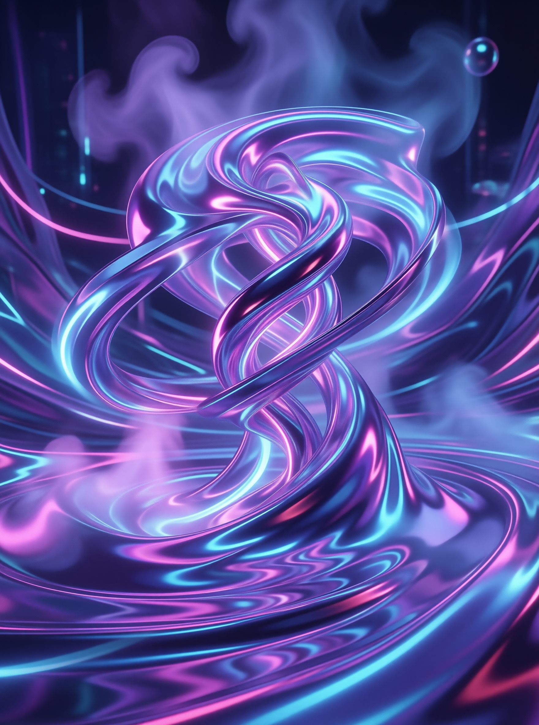 Liquid Chrome Ribbon — Neon Vortex Study
