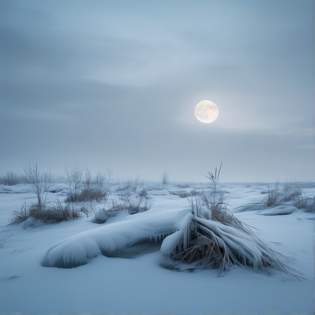 Moonlit Snowy Landscape