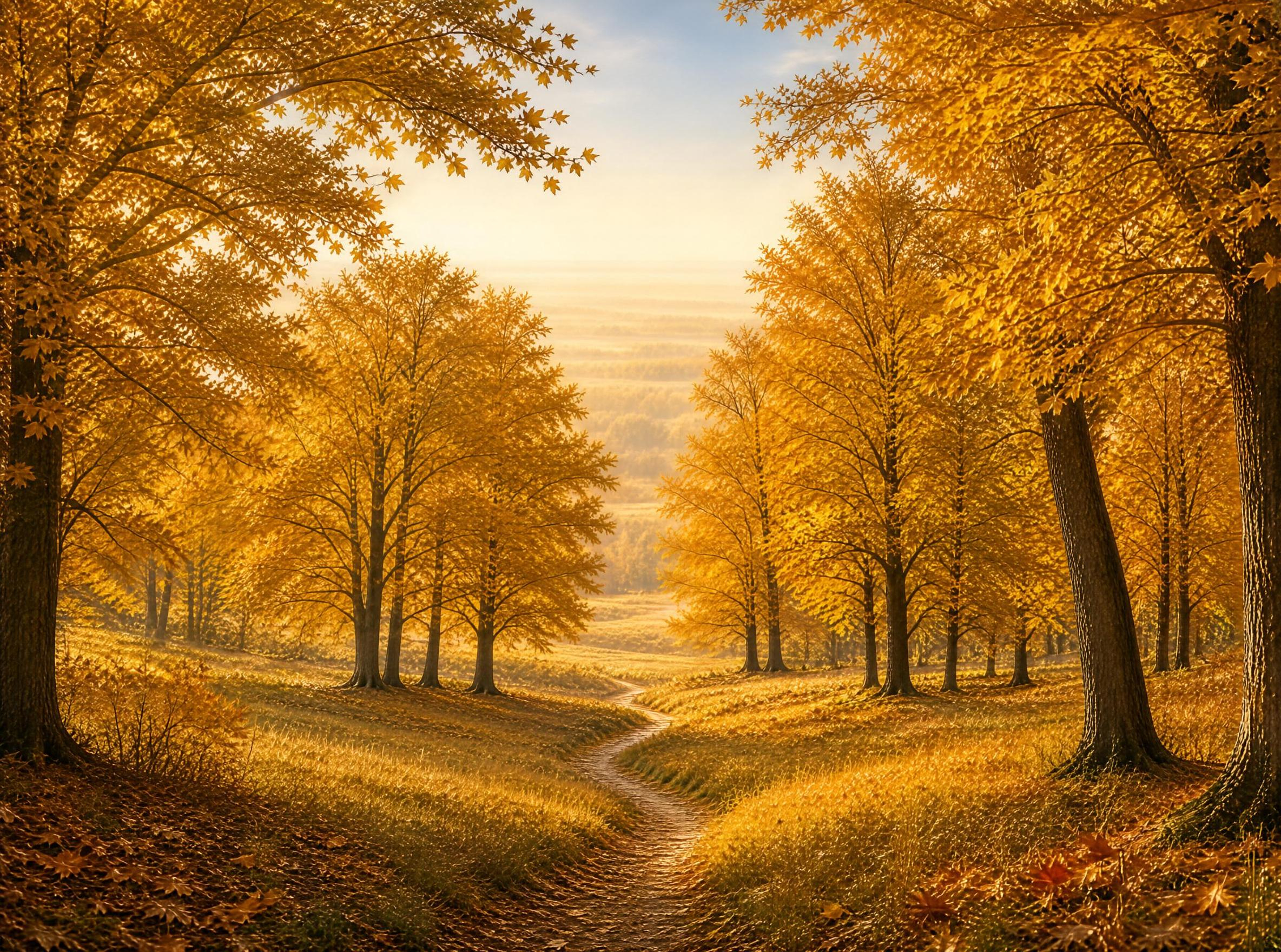 Sunlit Autumn Path