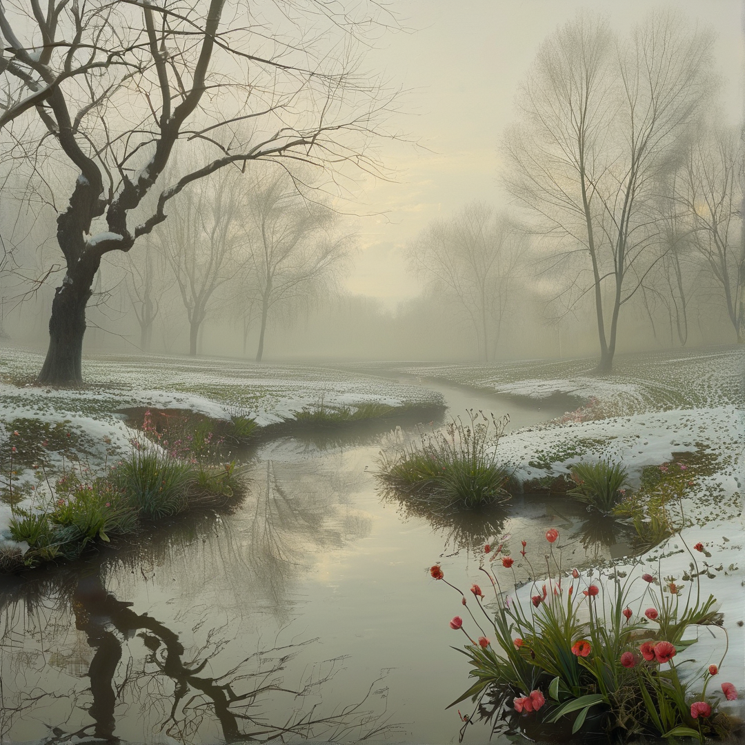 Misty Snowy Stream