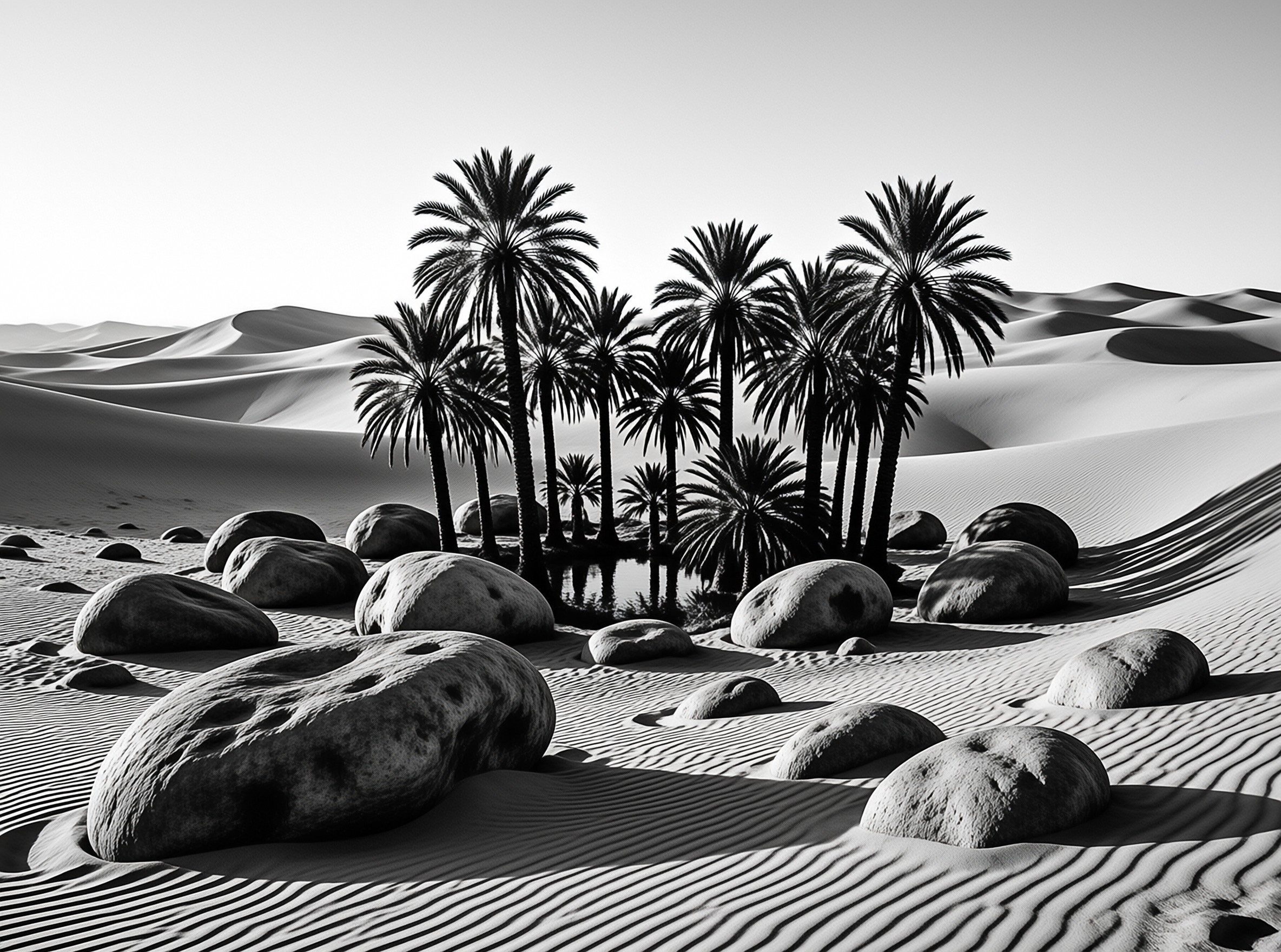 Black and White Desert Oasis