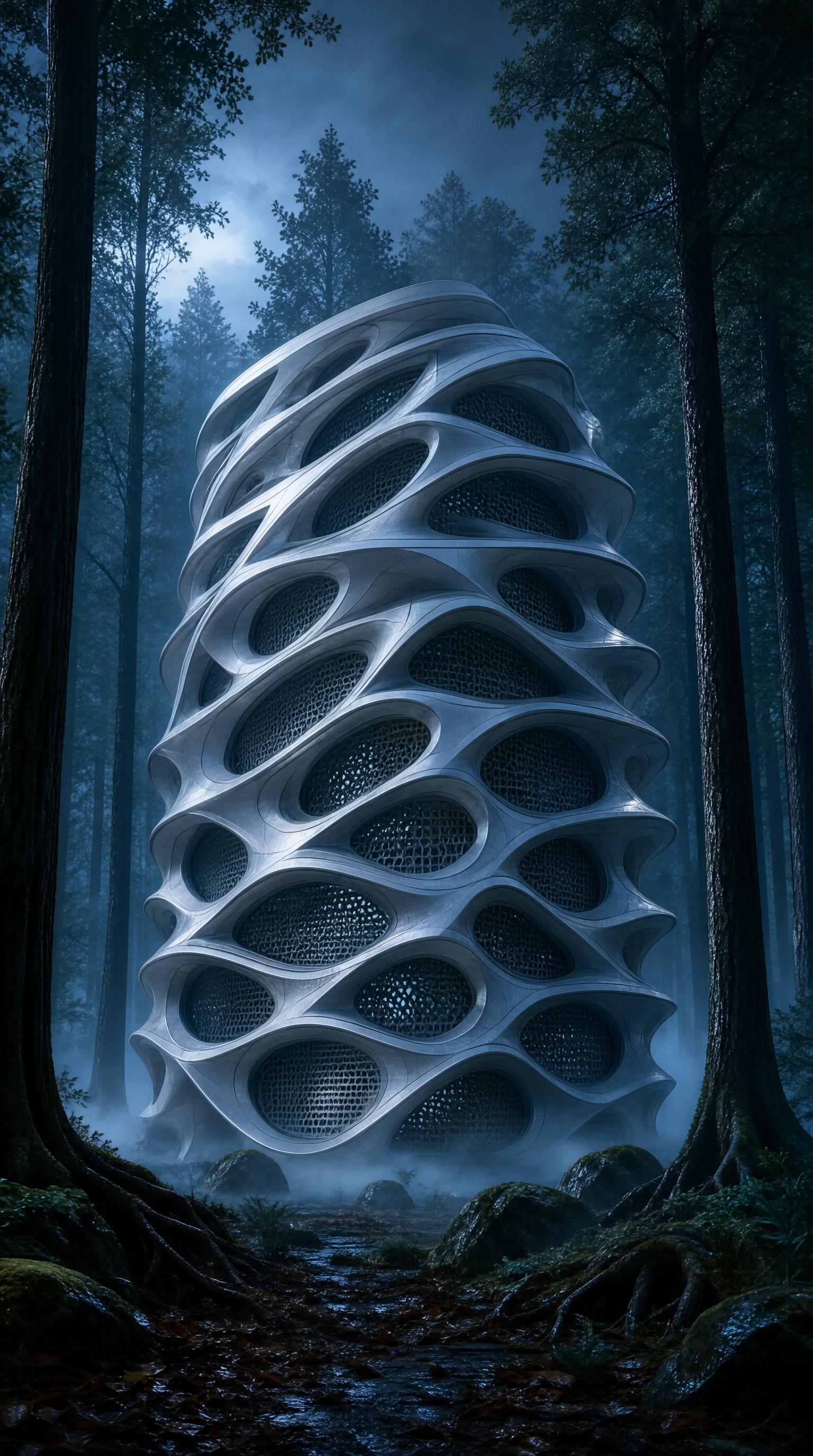 Futuristic Tower in Forest