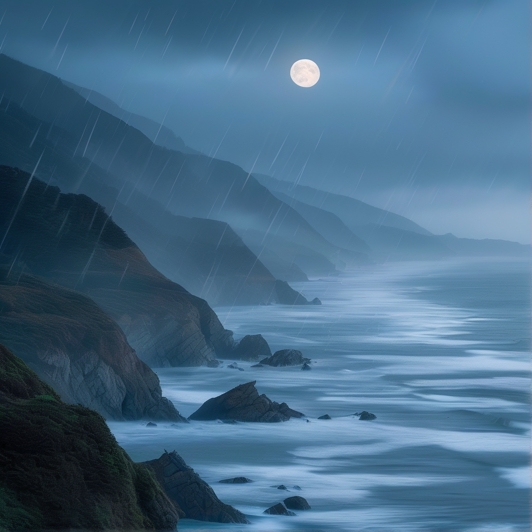 Moonlit Rainy Coast
