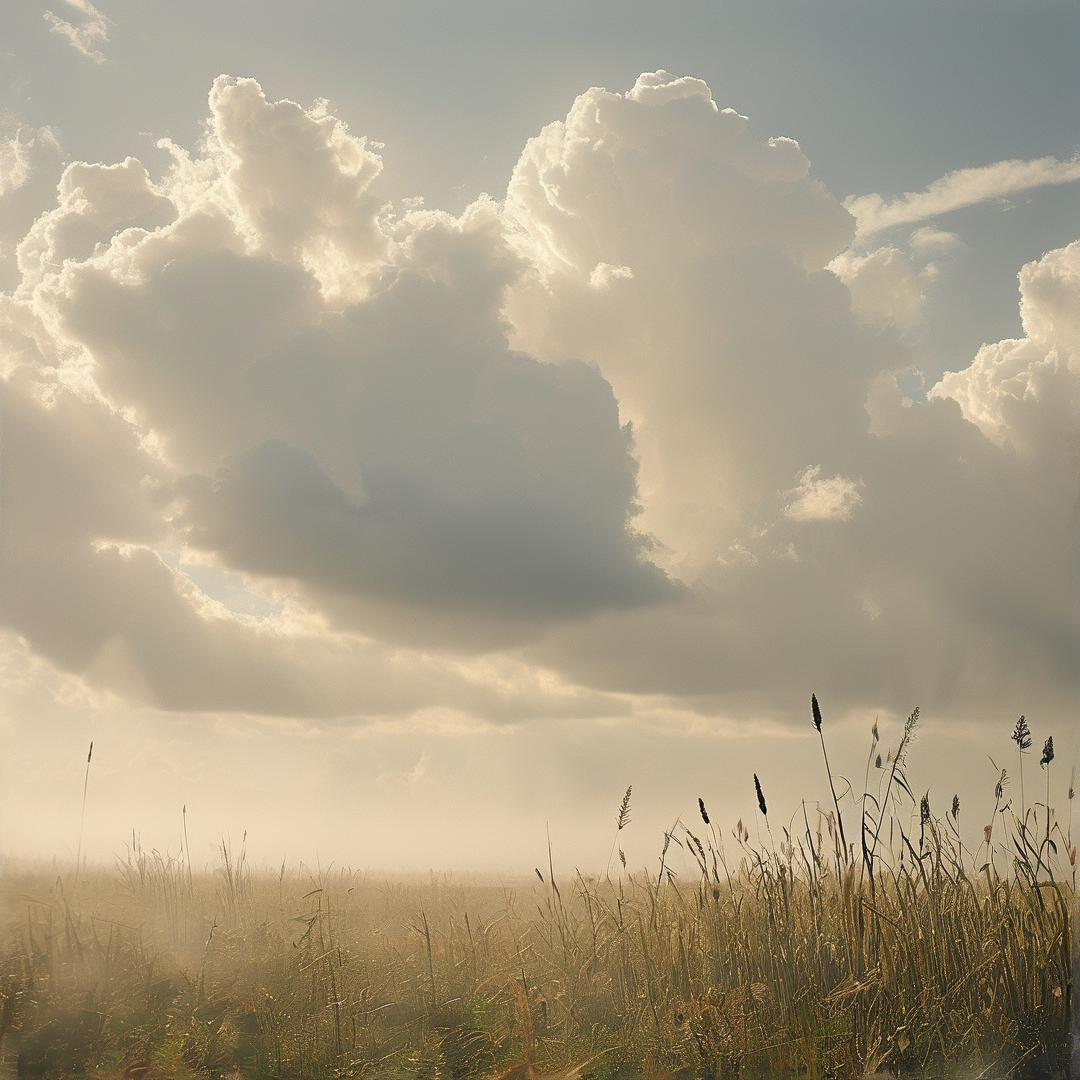 Misty Sky Over Grass