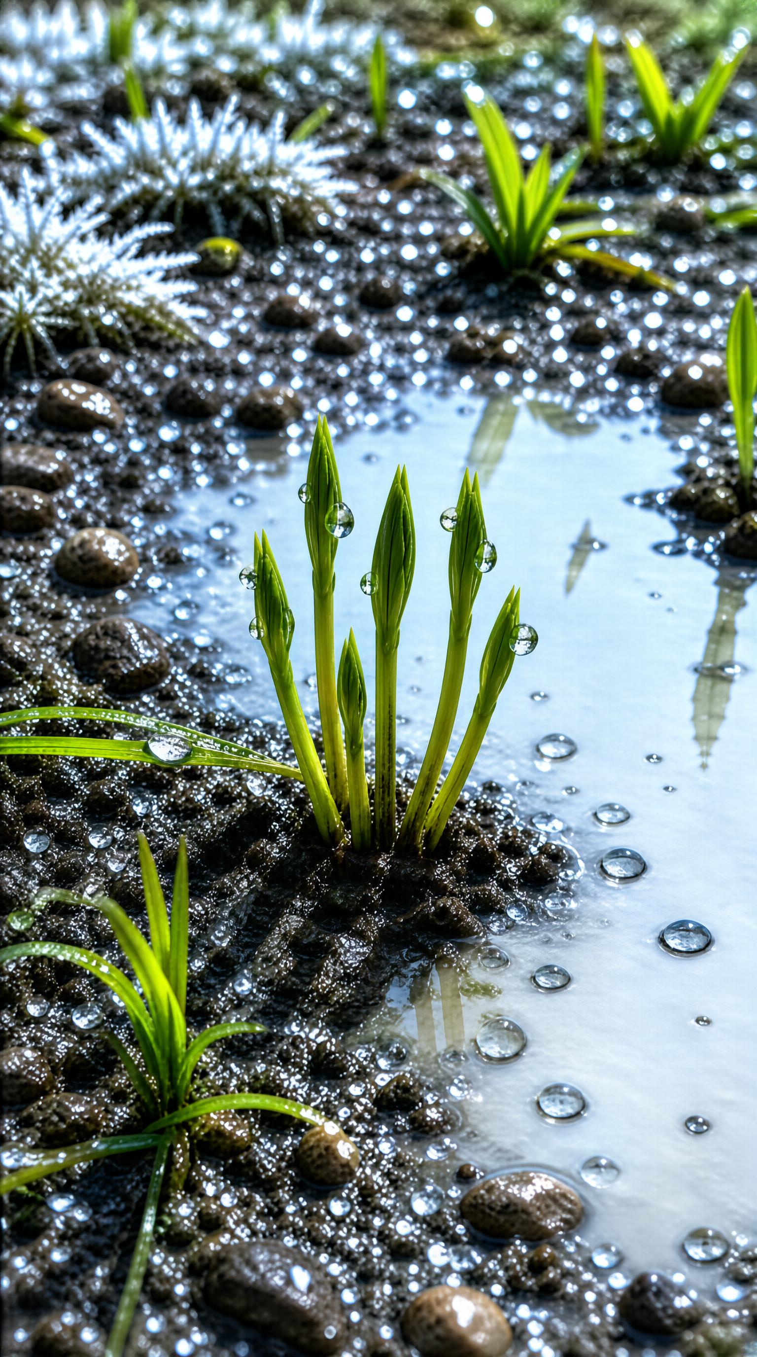 Spring Sprouts in Rain