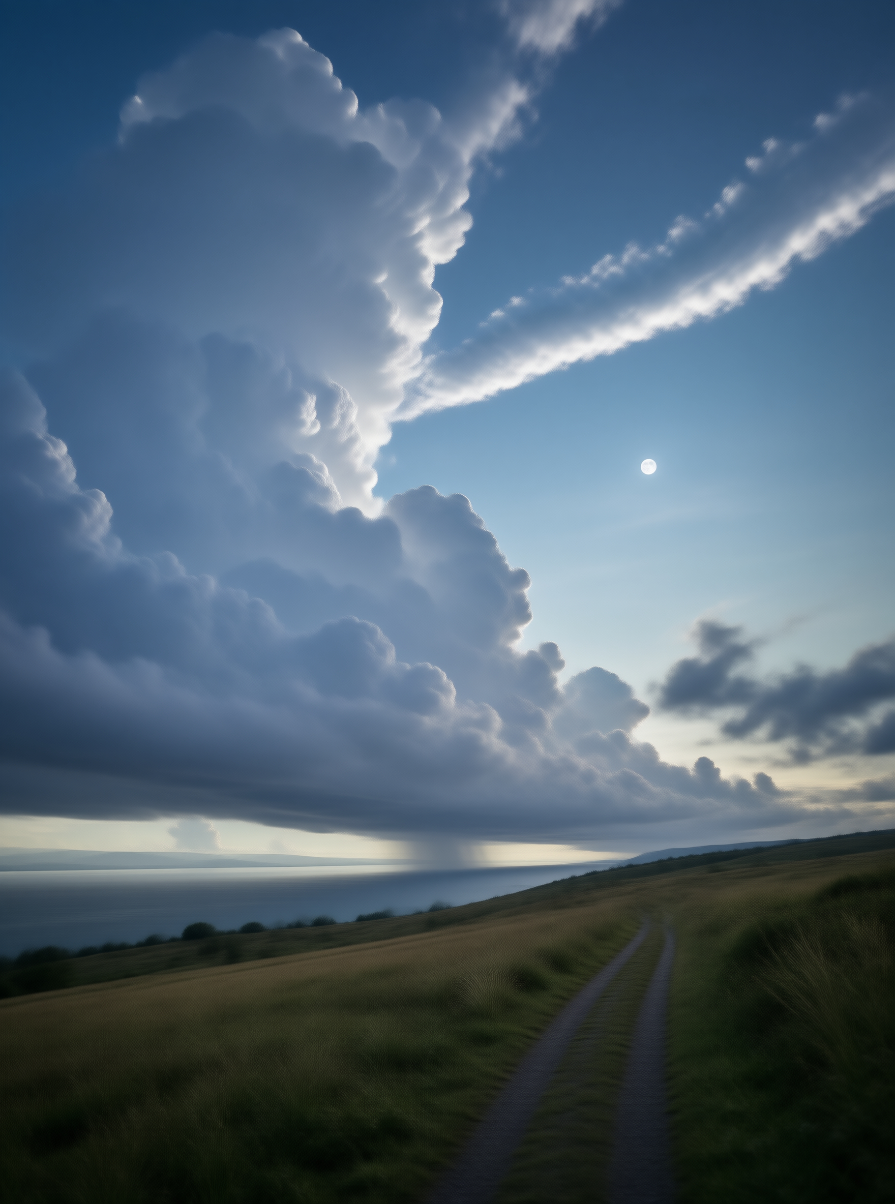 Coastal Road and Moonlit Sky