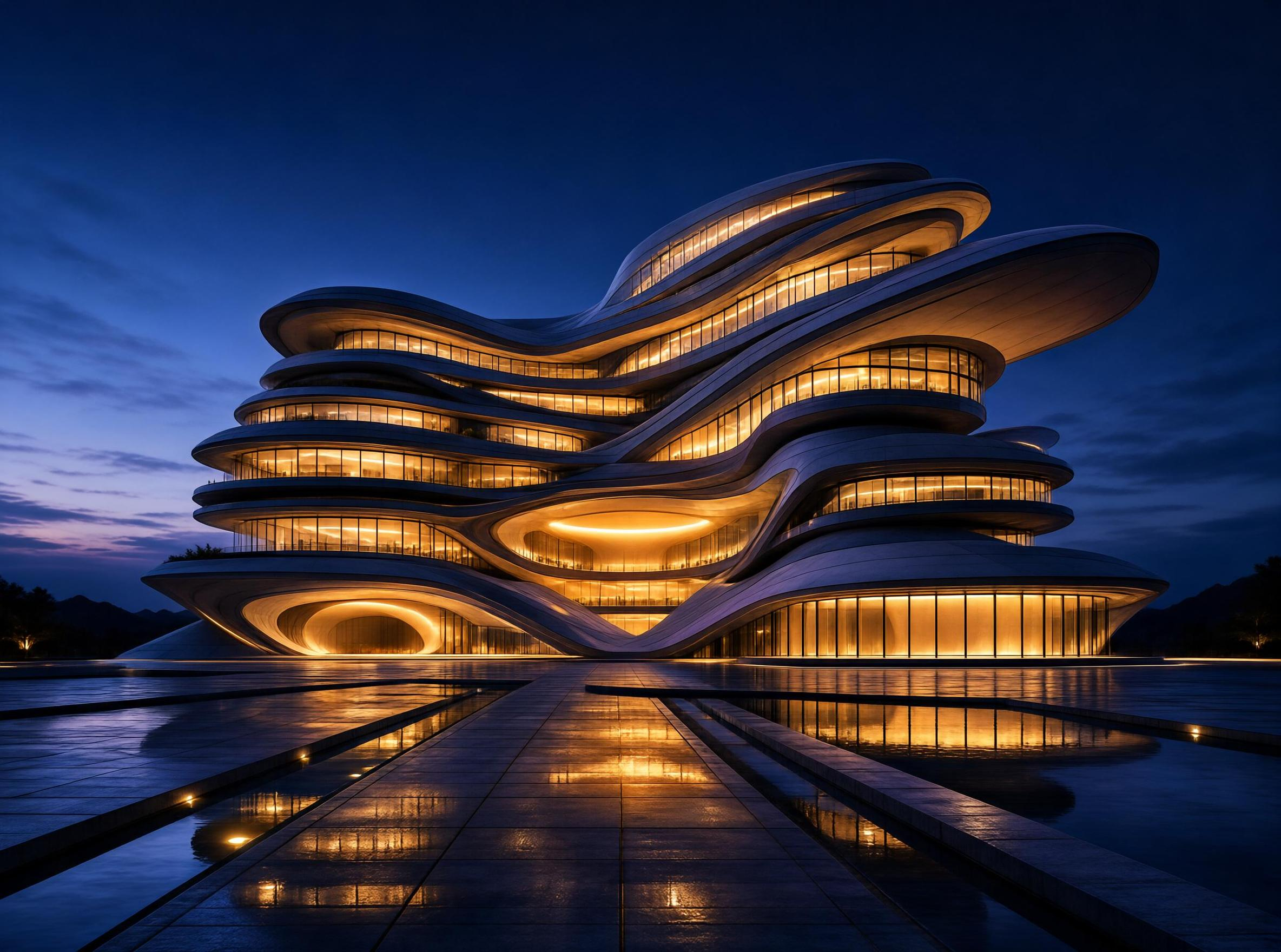 Futuristic Night Building