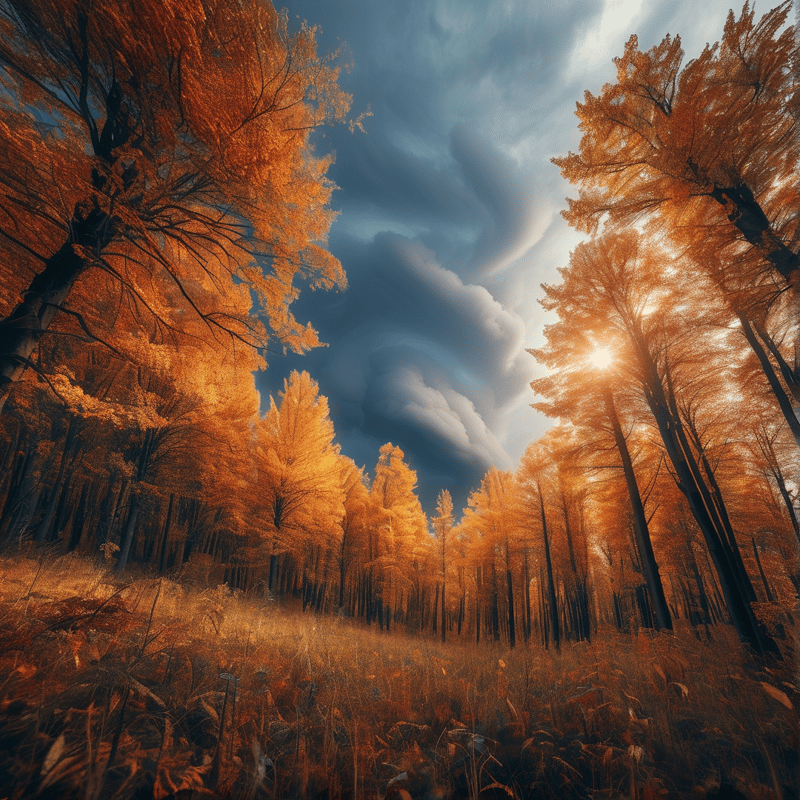 Golden Autumn Forest Sky