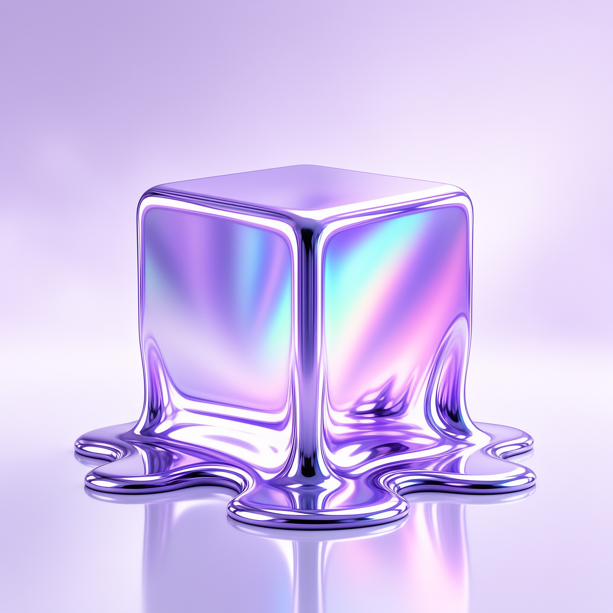 Melting Iridescent Cube
