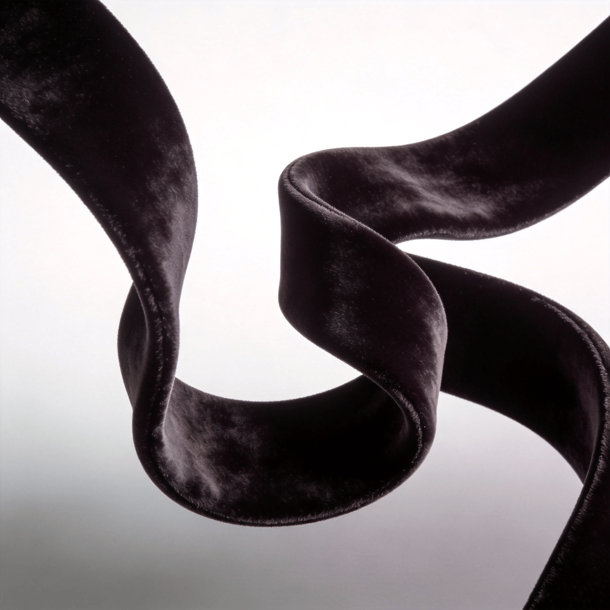 Curved ribbon, velvet, dark Study