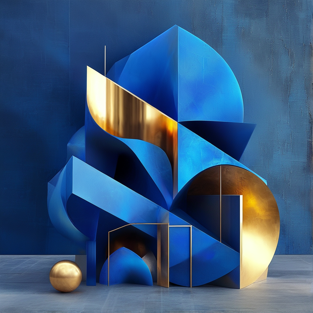 Matte Blue Geometry — Gilded Study