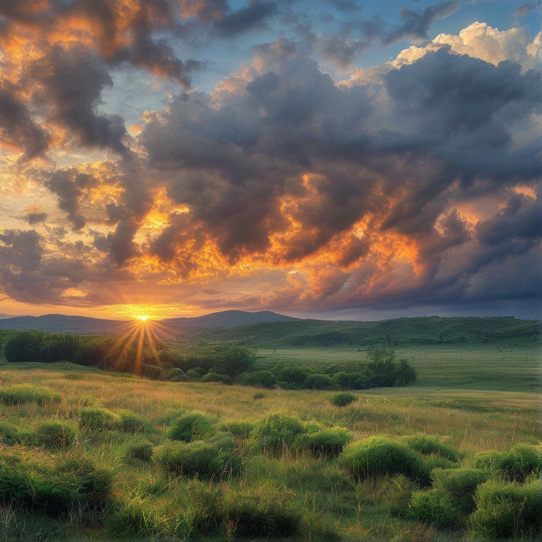 Sunset Over Lush Hills