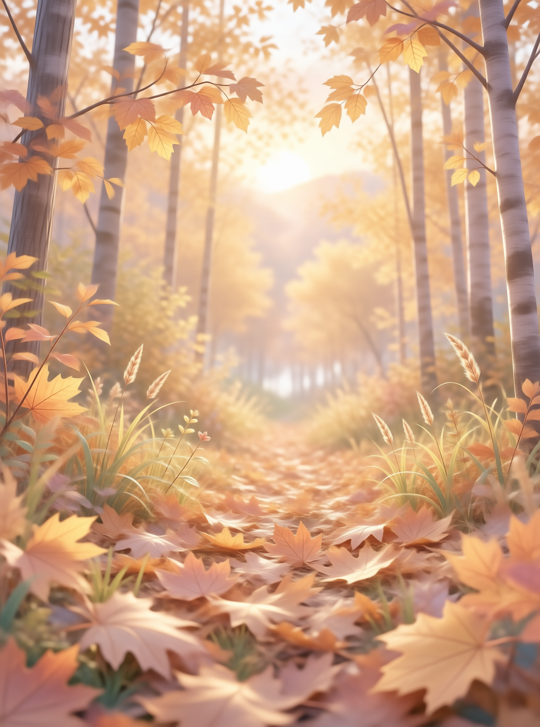 Golden Autumn Birch Landscape