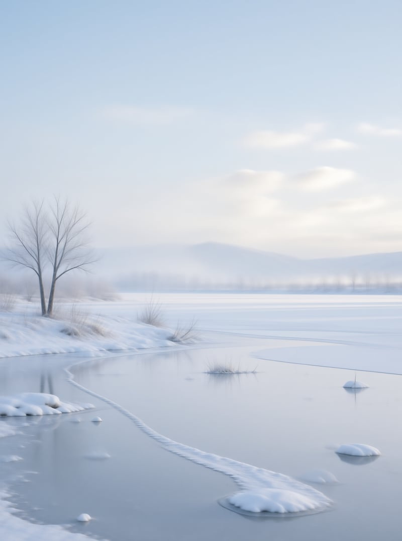 Serene Frozen Winter Lake