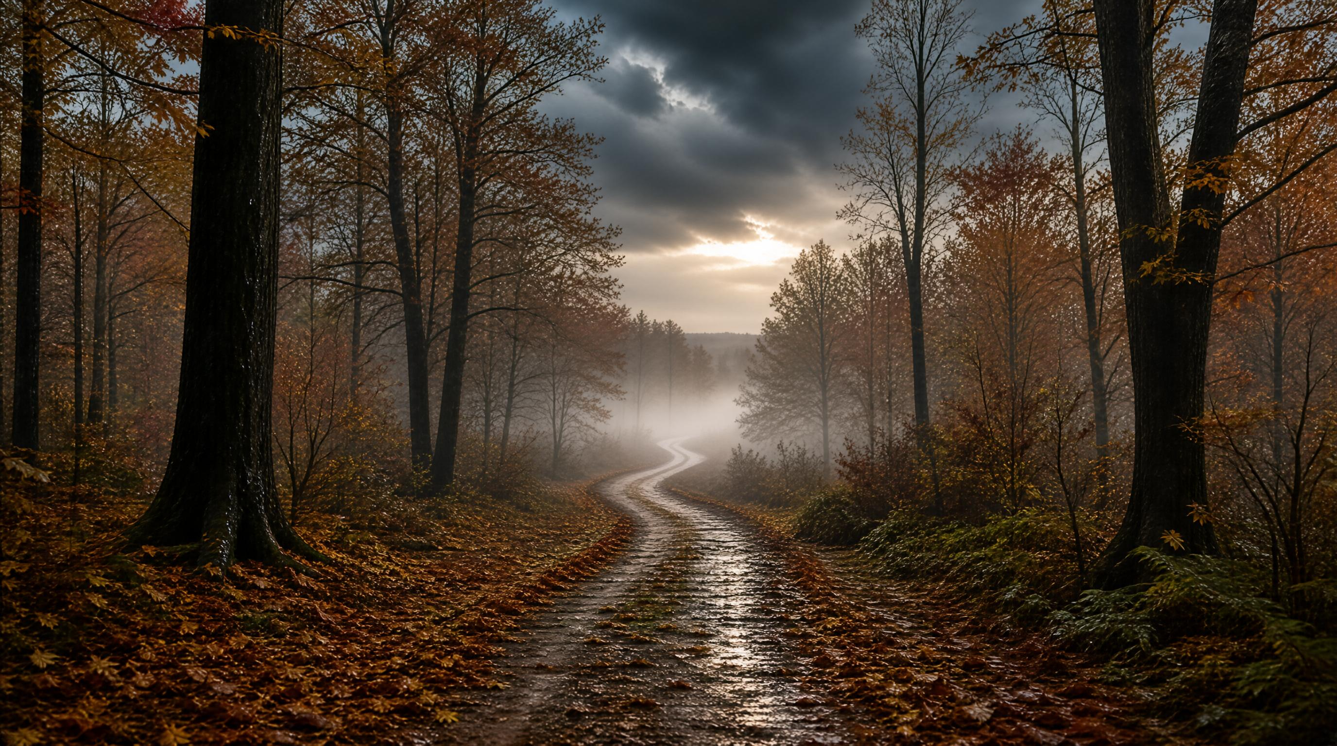 Misty Autumn Forest Path