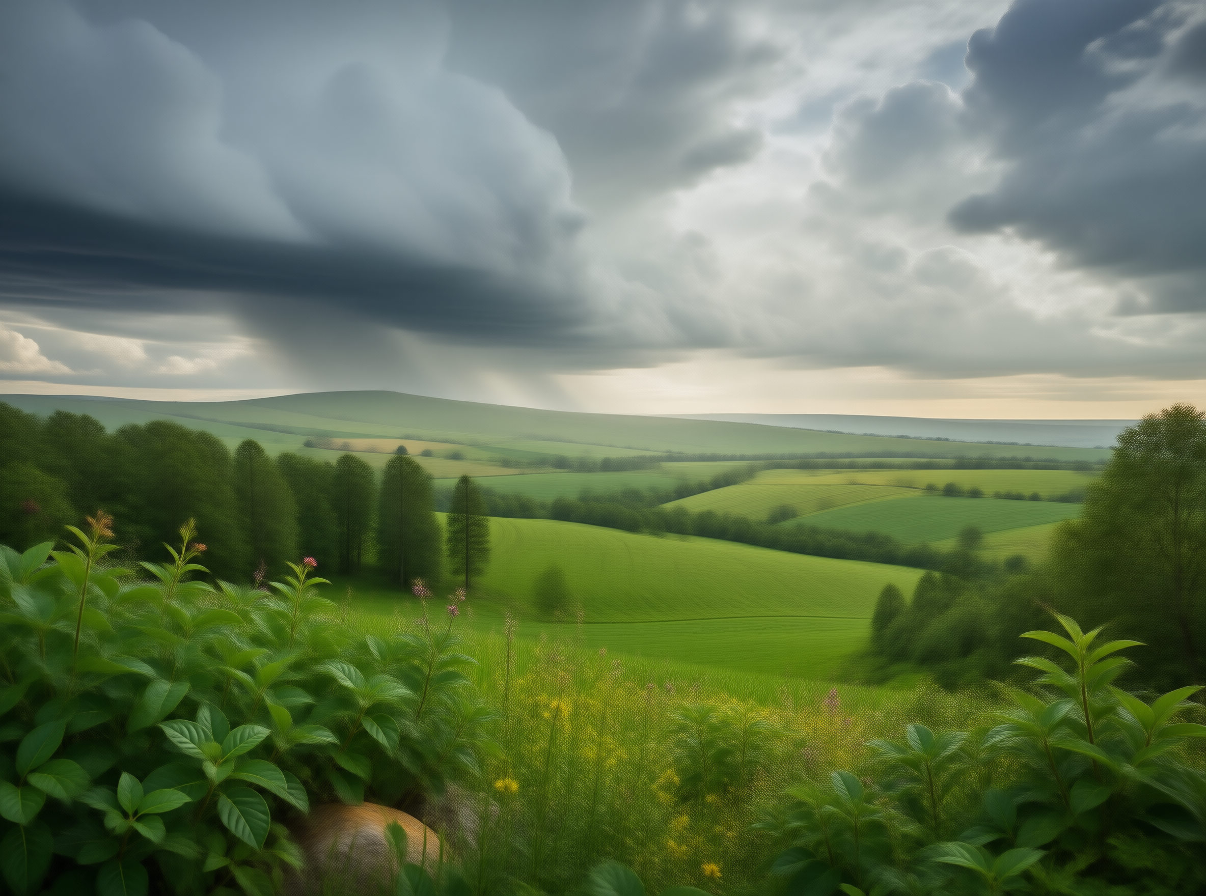 Stormlit Pasture Landscape