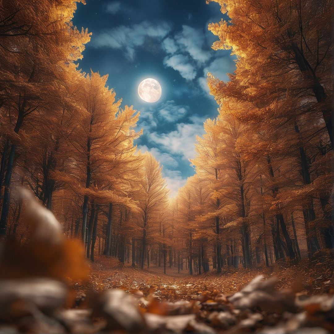 Moonlit Autumn Forest