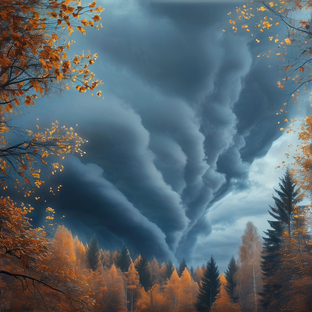 Storm Over Autumn Forest