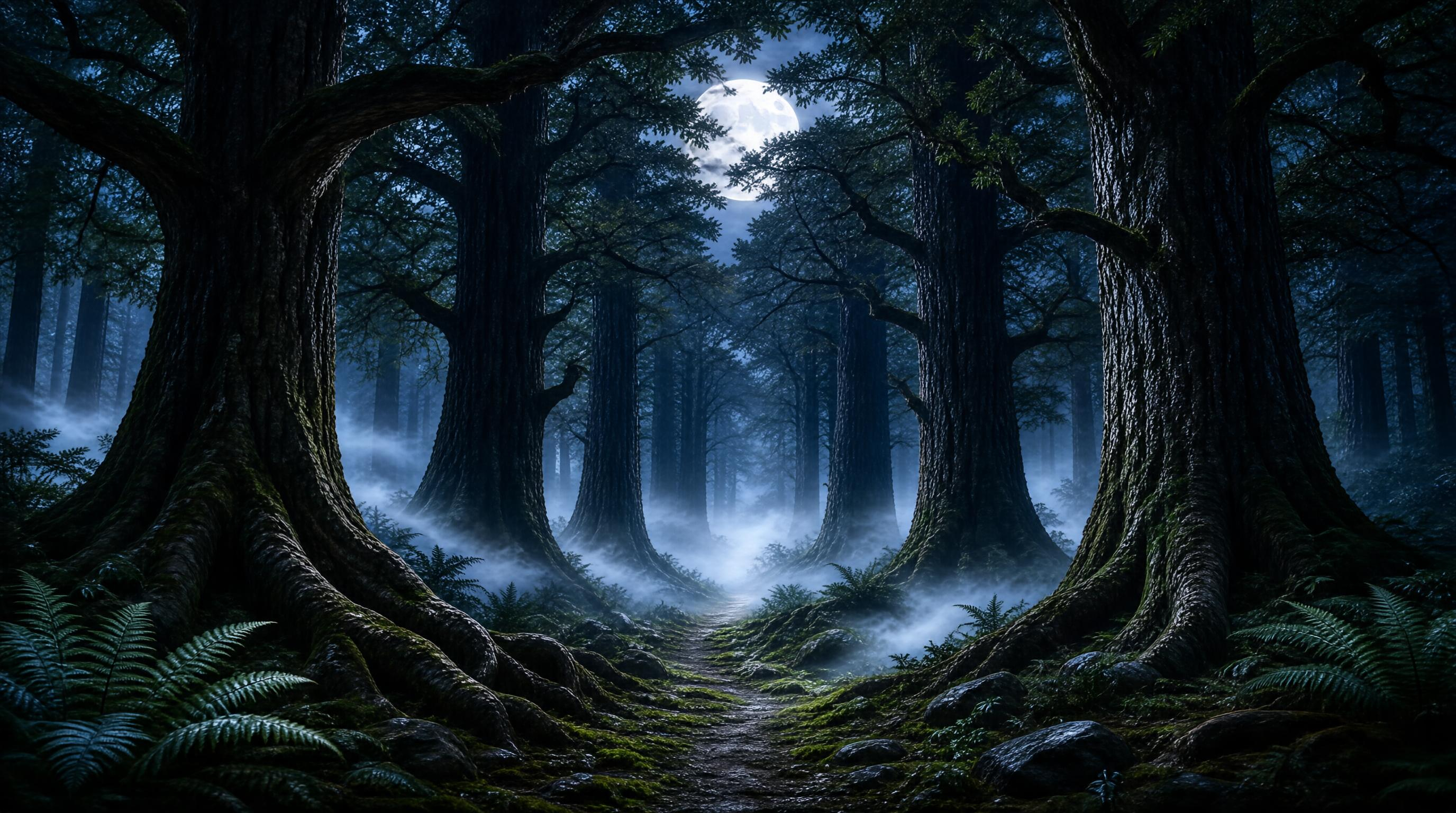 Mysterious Moonlit Forest