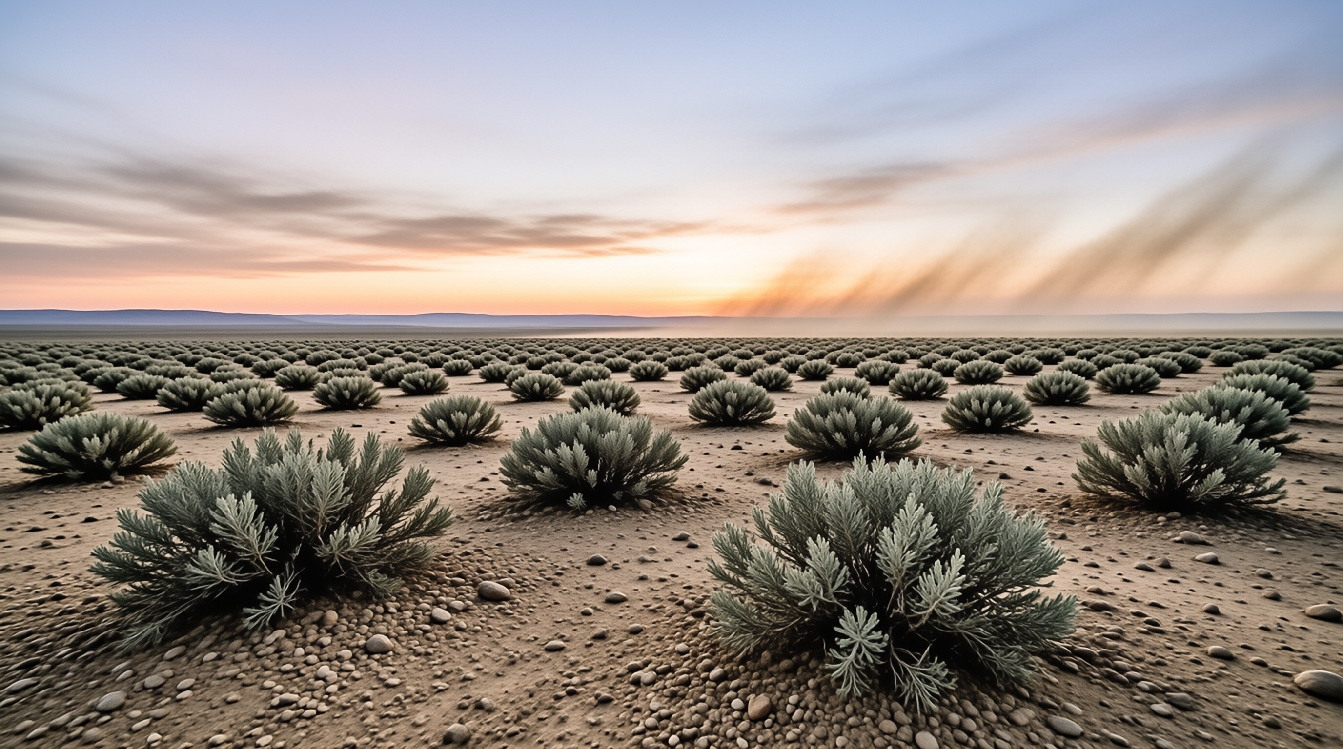Sunlit Desert Shrub Field
