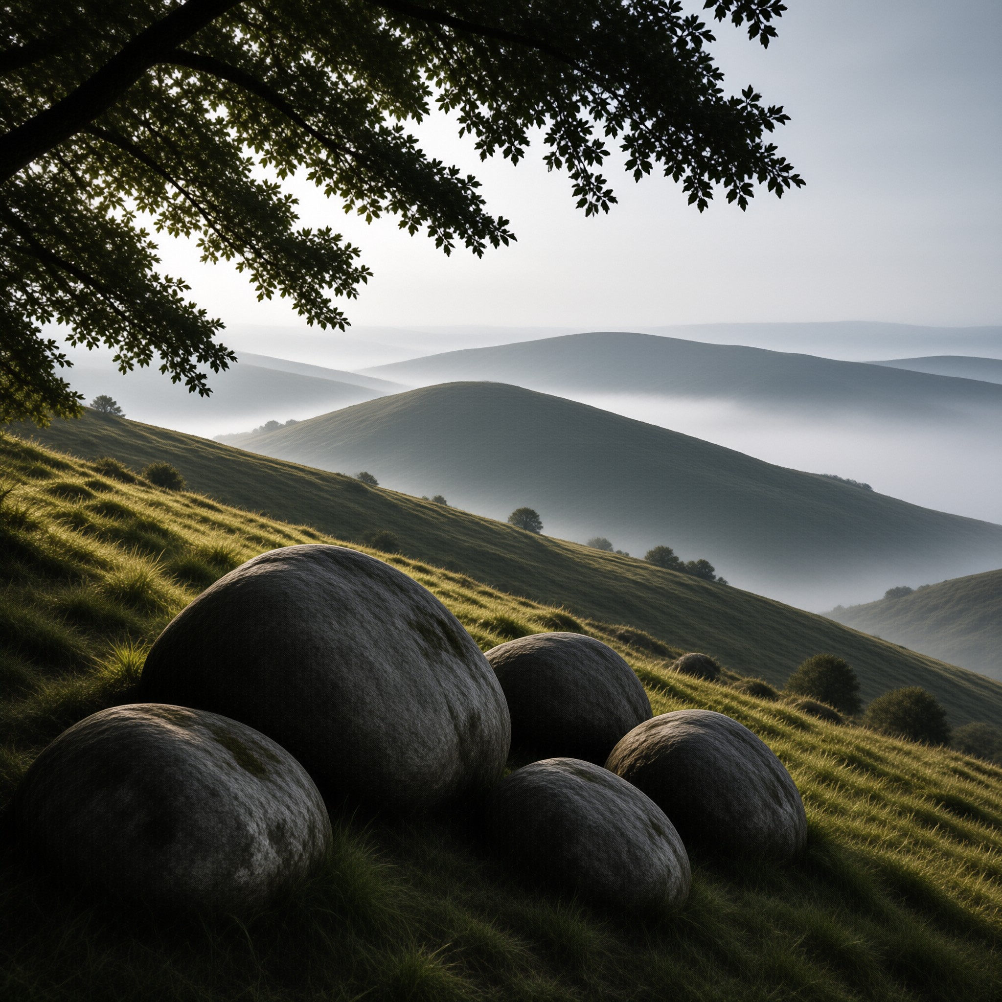 Rolling Hills and Boulders