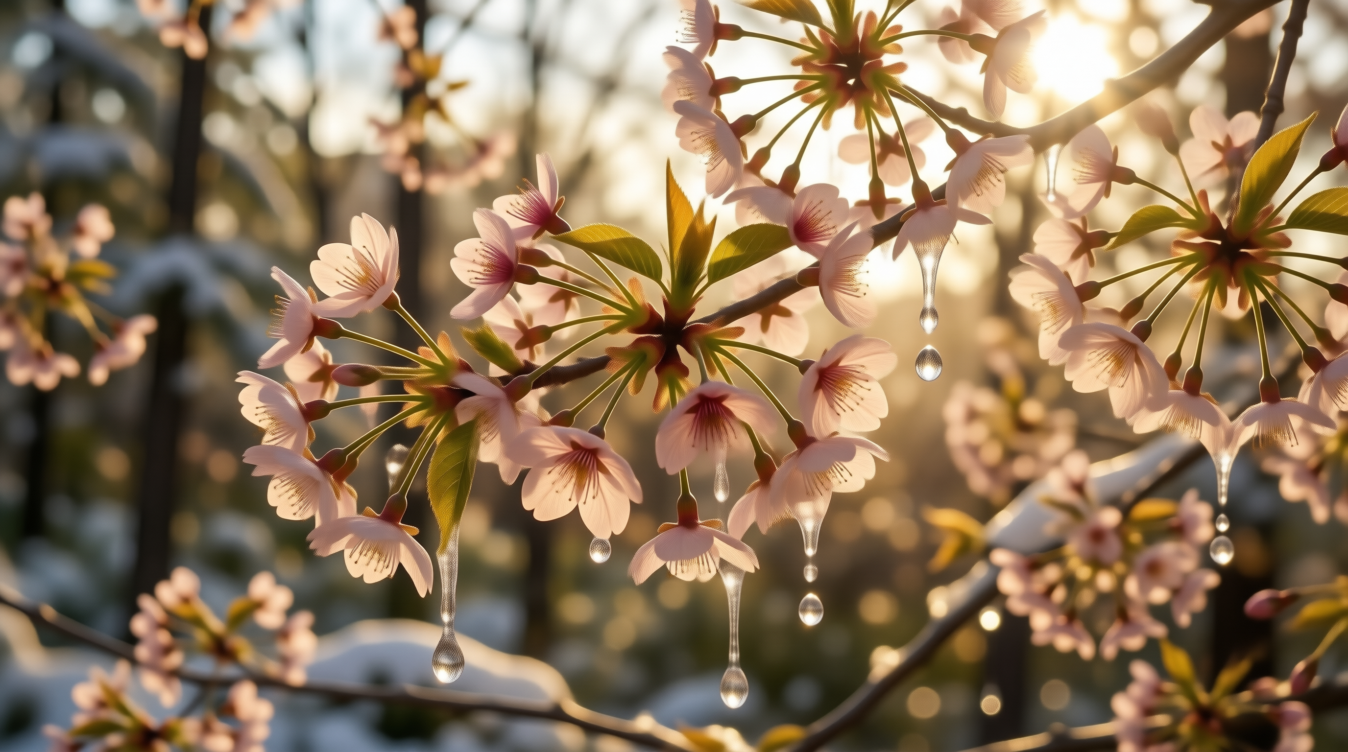 Sunlit Cherry Blossom Branches
