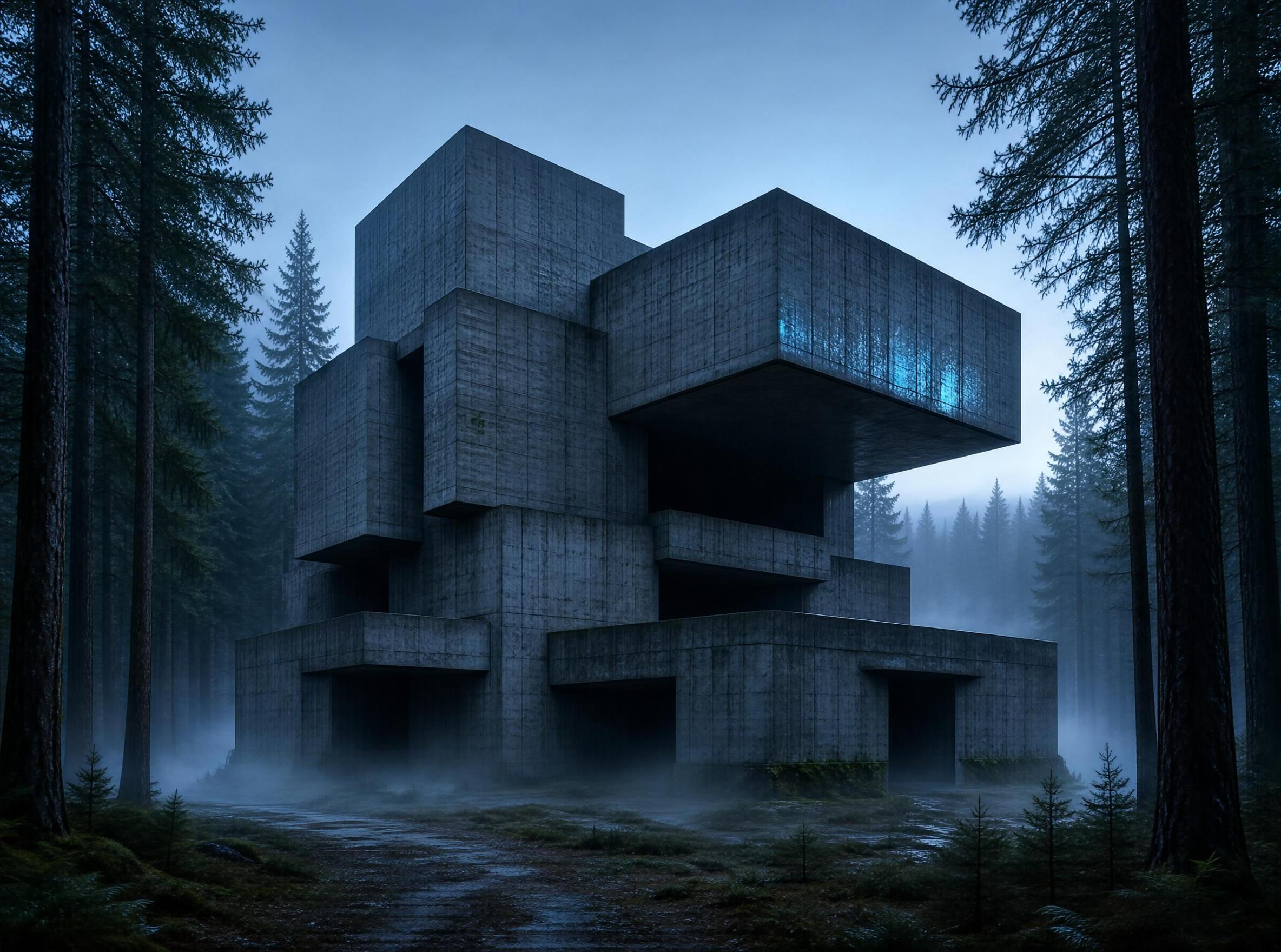 Concrete Monolith in Mist