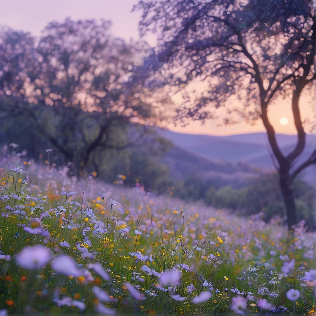 Dreamy Field at Sunset