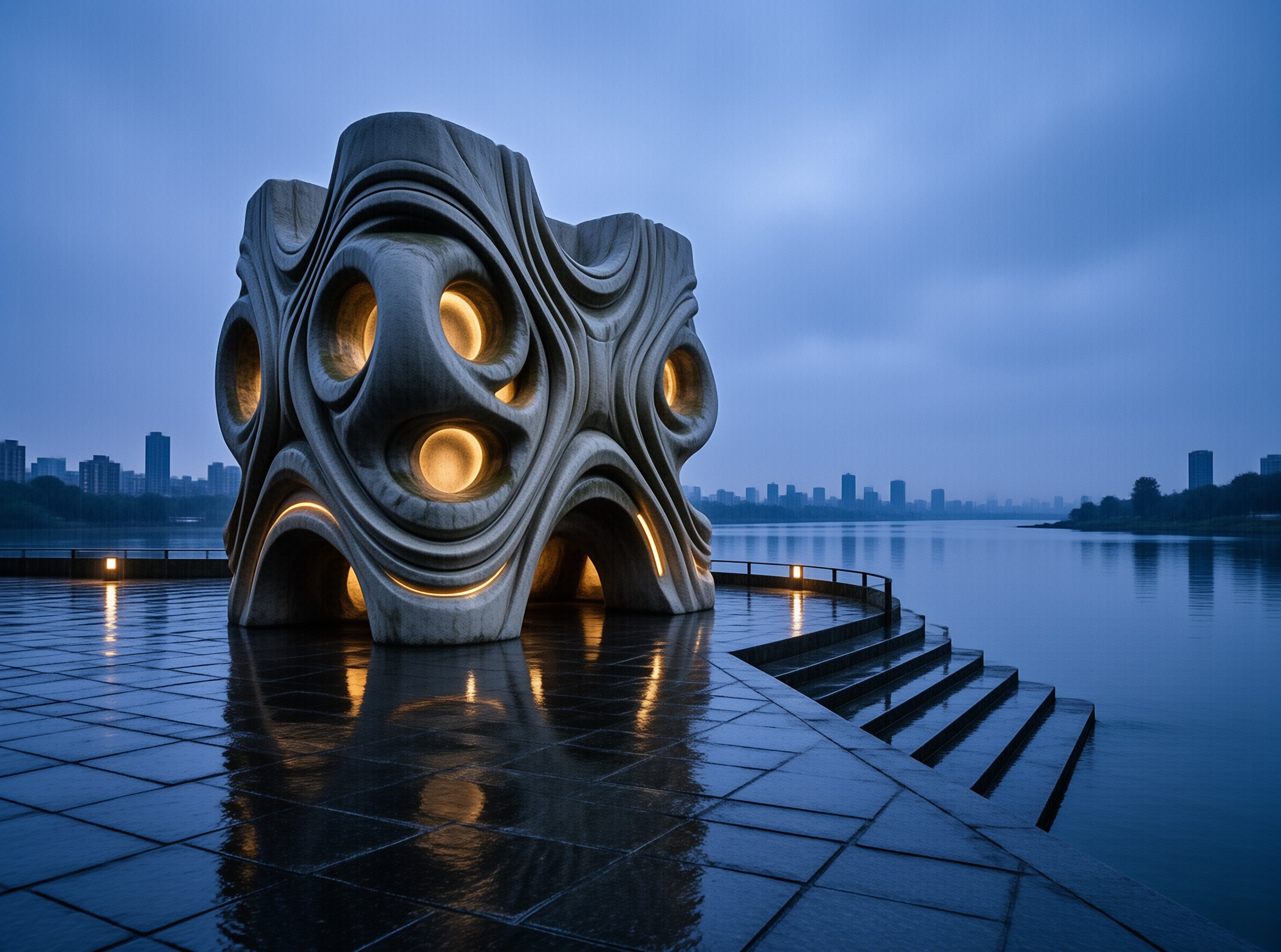 Surreal Sculpture by Water