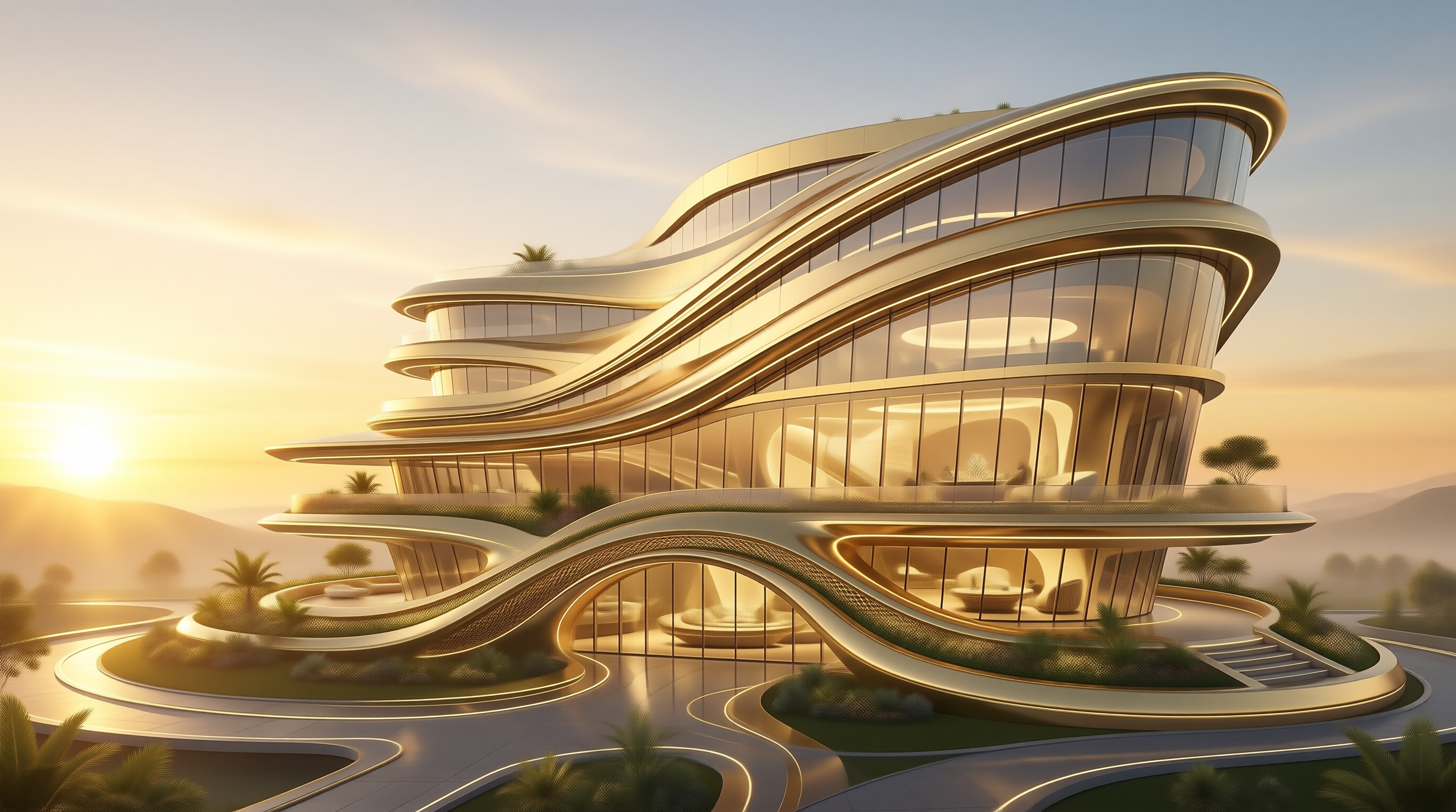 Golden Futuristic Architecture