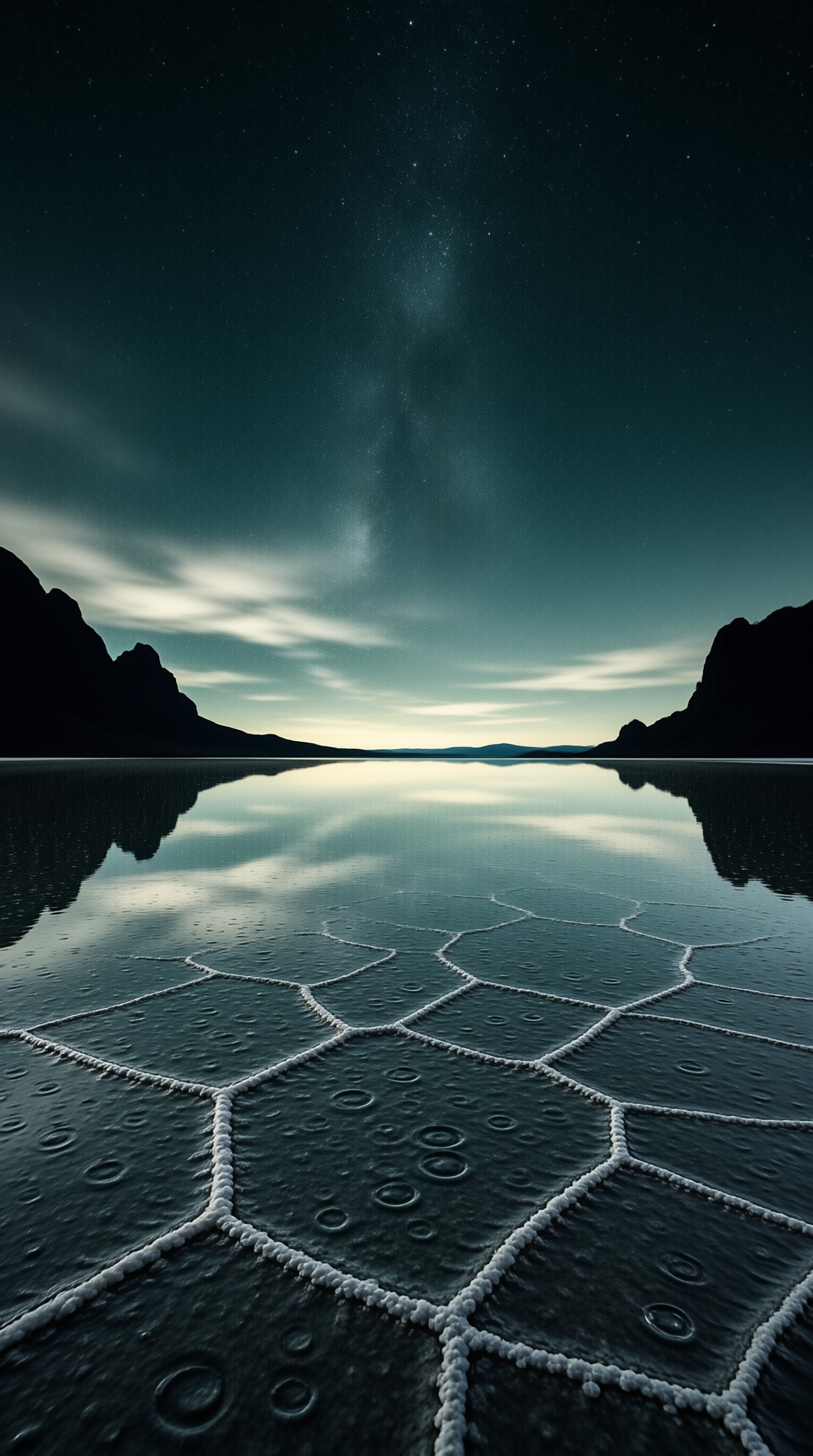 Geometric Lake Night Scene