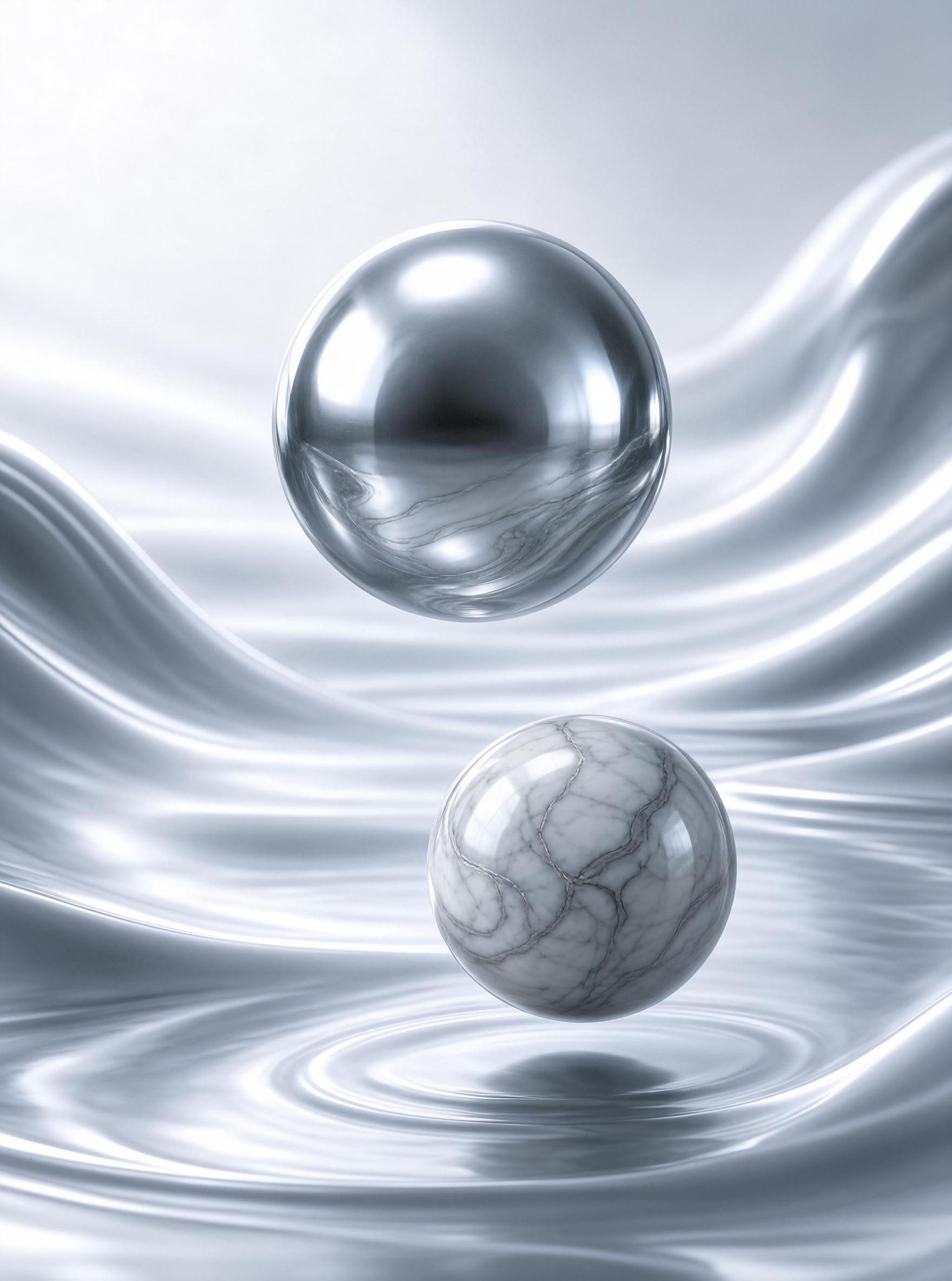 Silver Spheres Over Liquid Metal