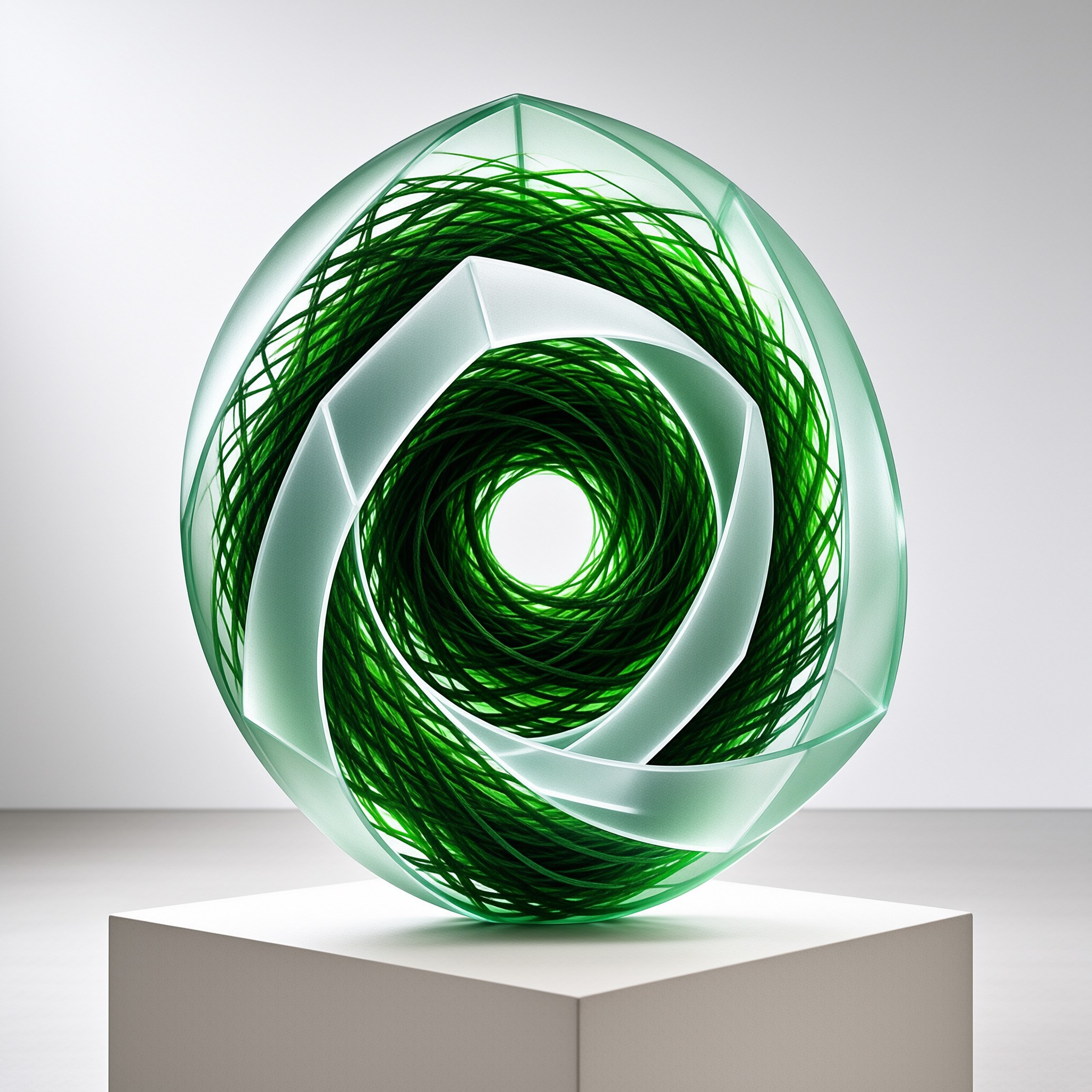 Green Spiral Glass Sculpture