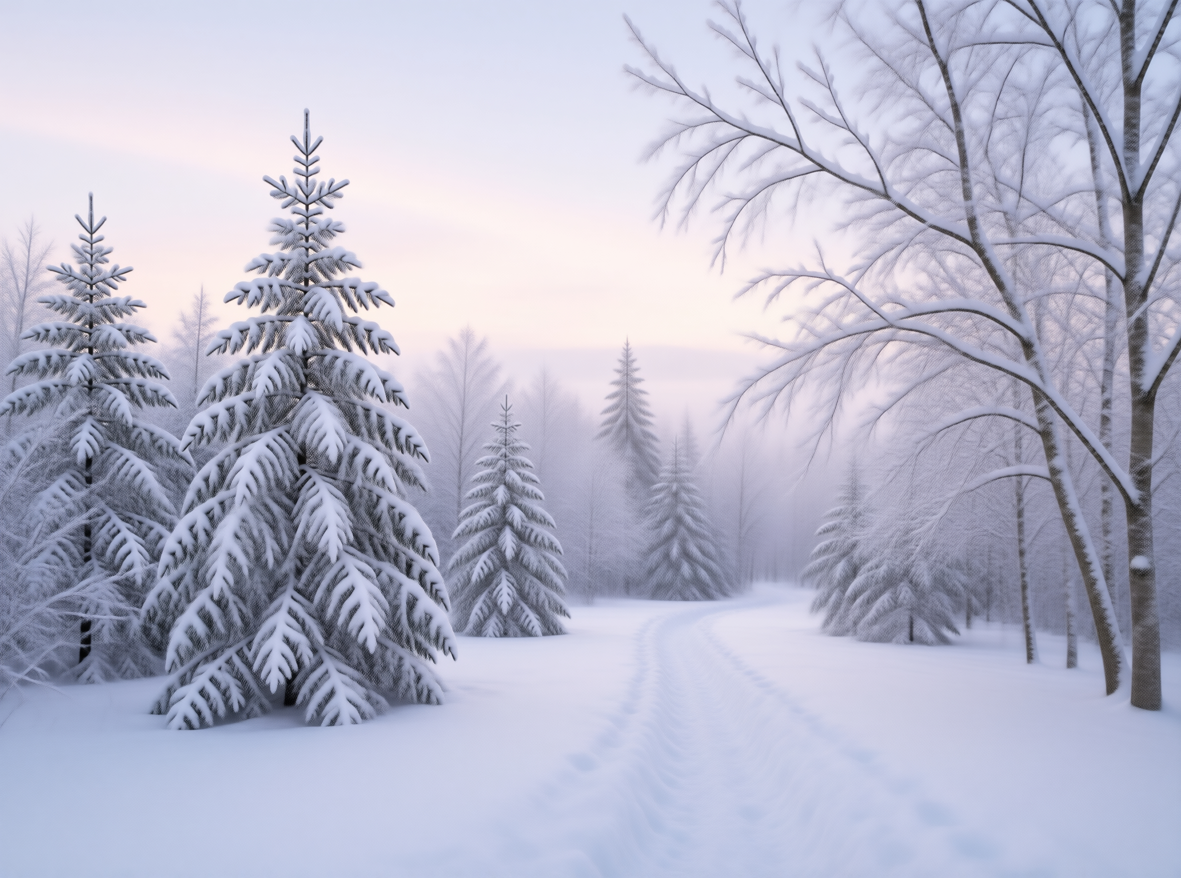 Snowy Winter Forest Path