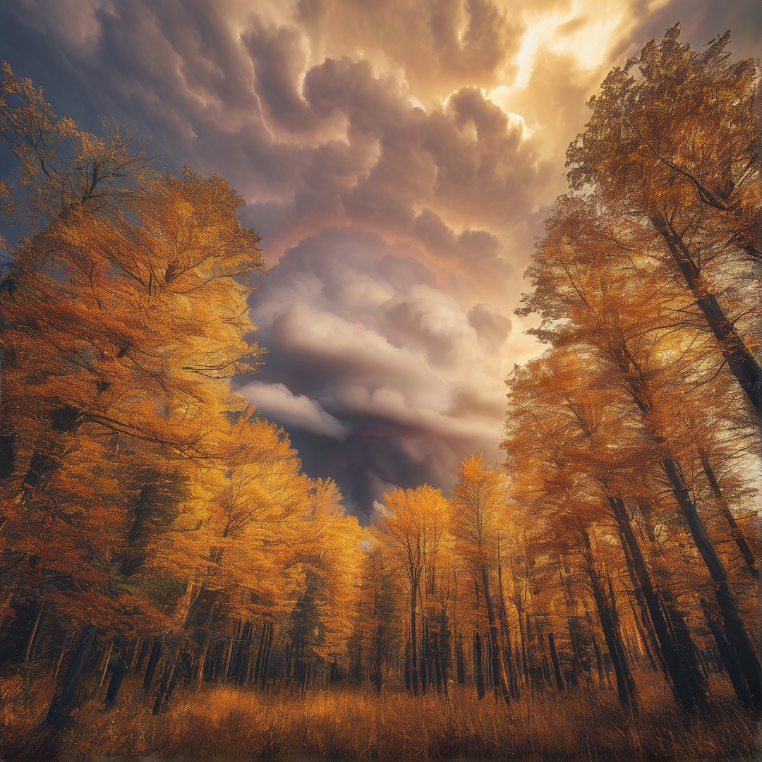 Autumn Forest at Sunset