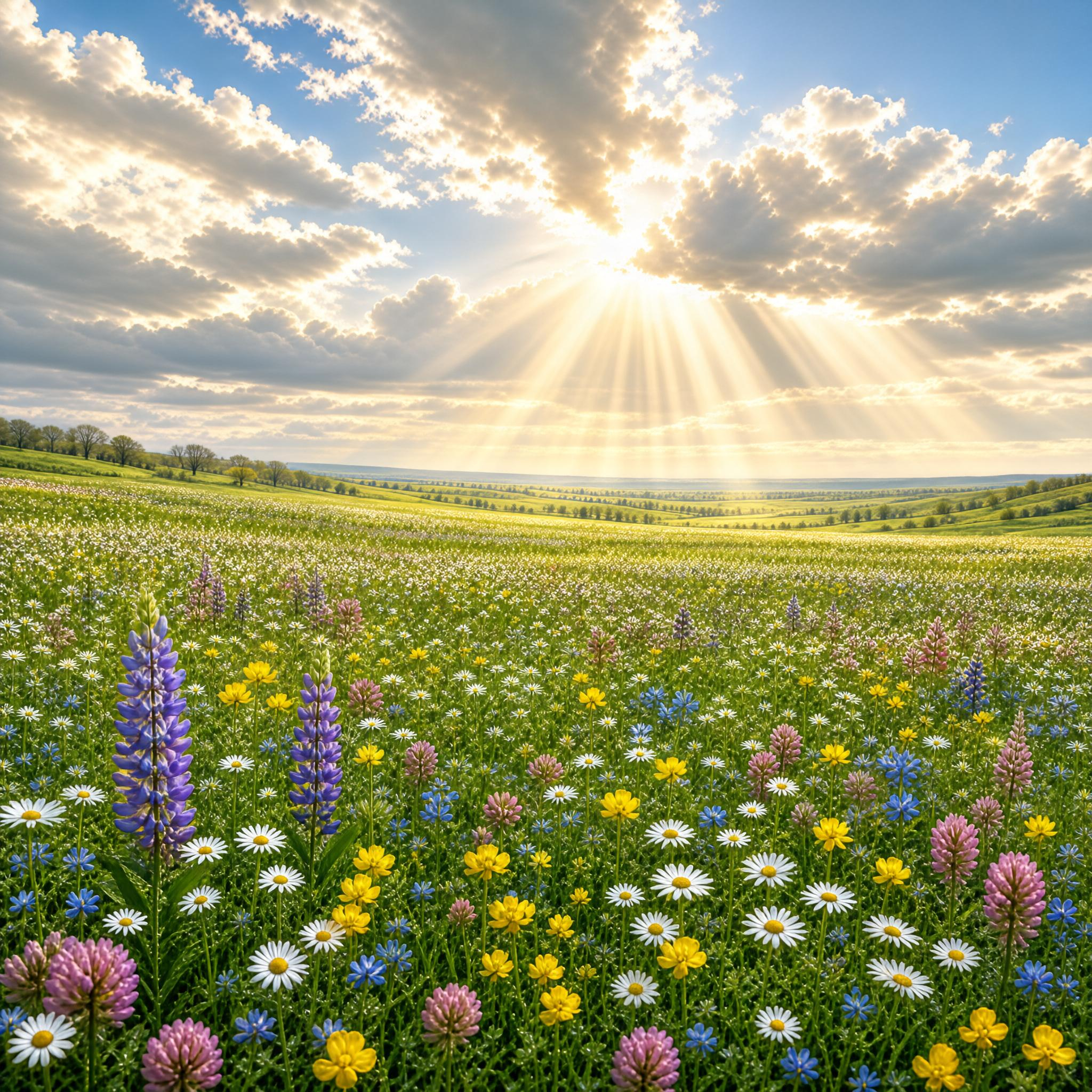 Sunlit Wildflower Meadow