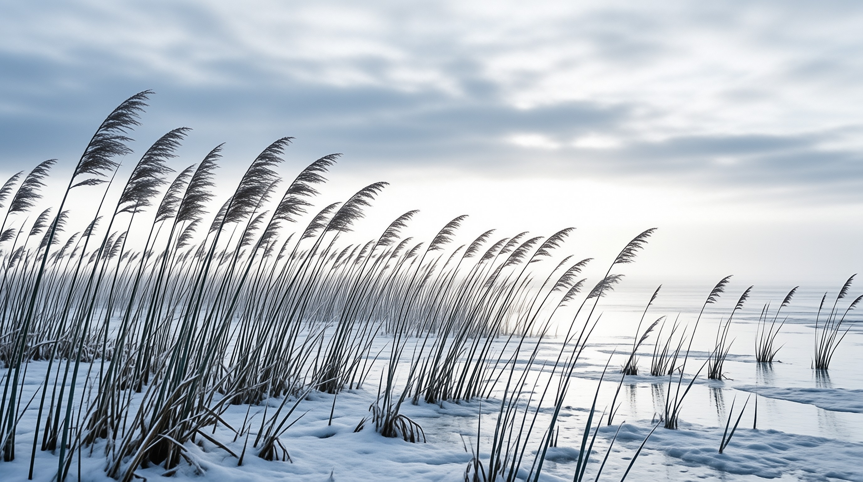 Windblown Reeds in Winter