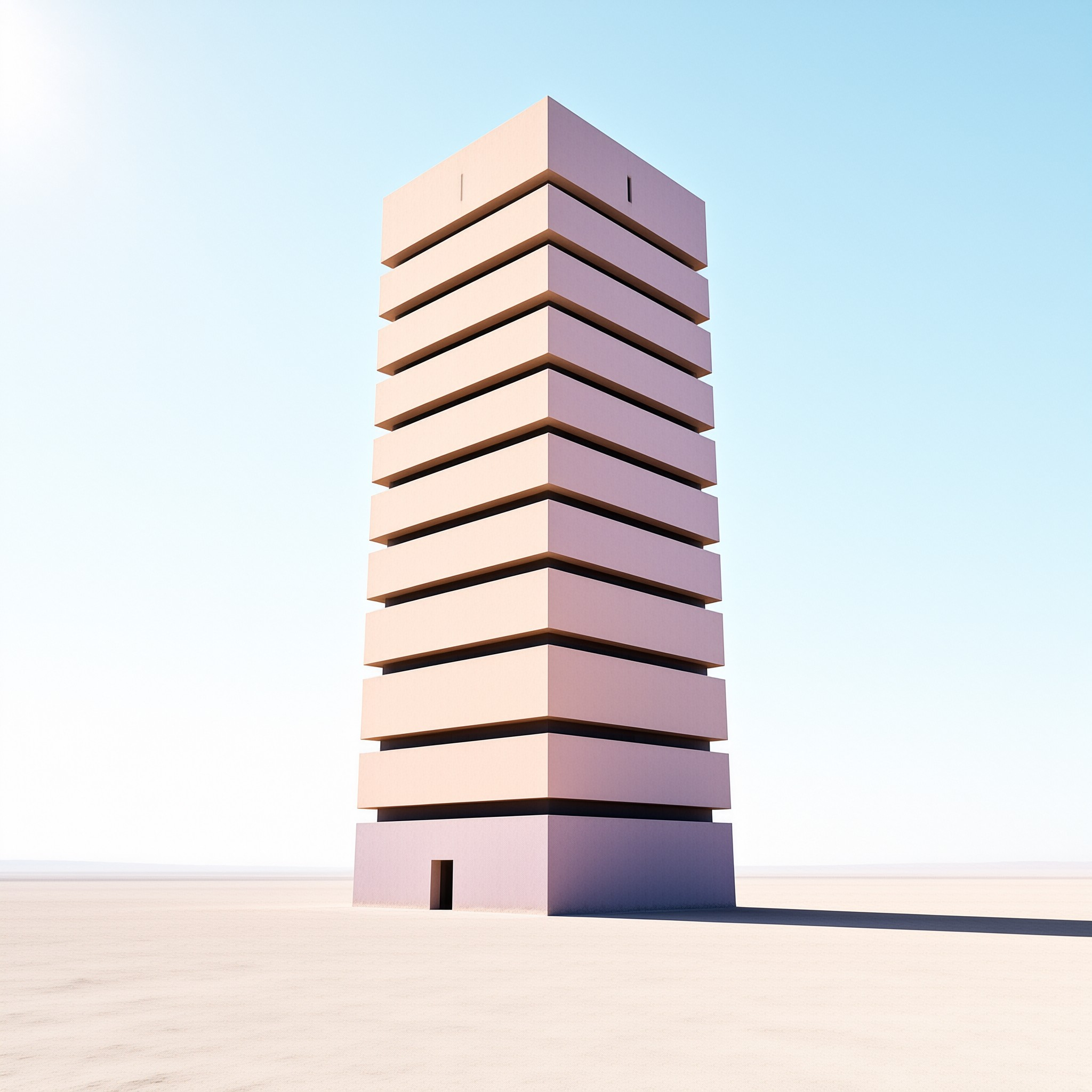 Minimalist Pink Tower in Desert
