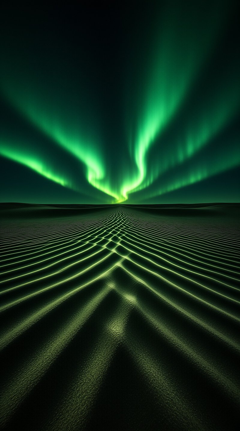 Neon Green Aurora Landscape
