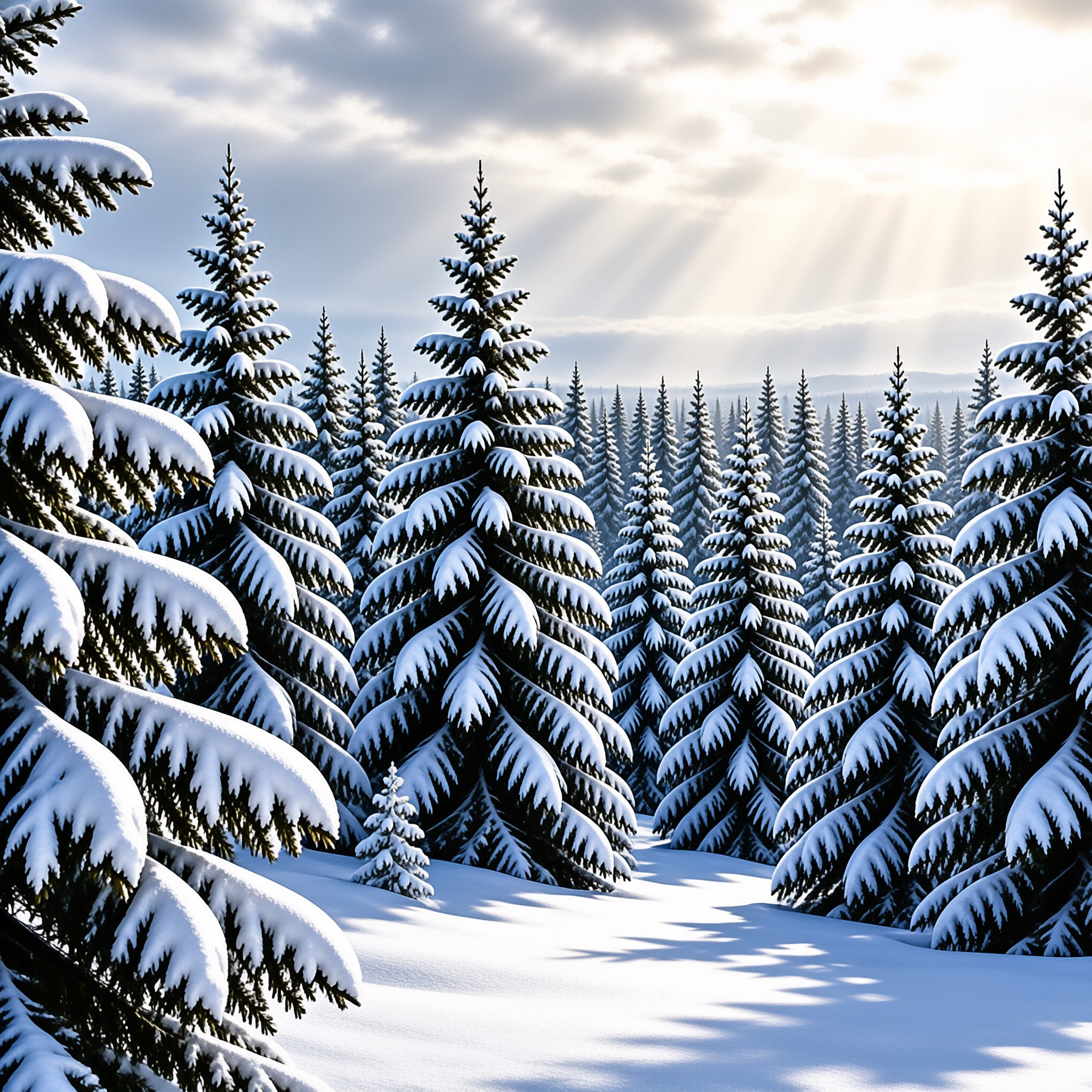 Sunlit Winter Forest