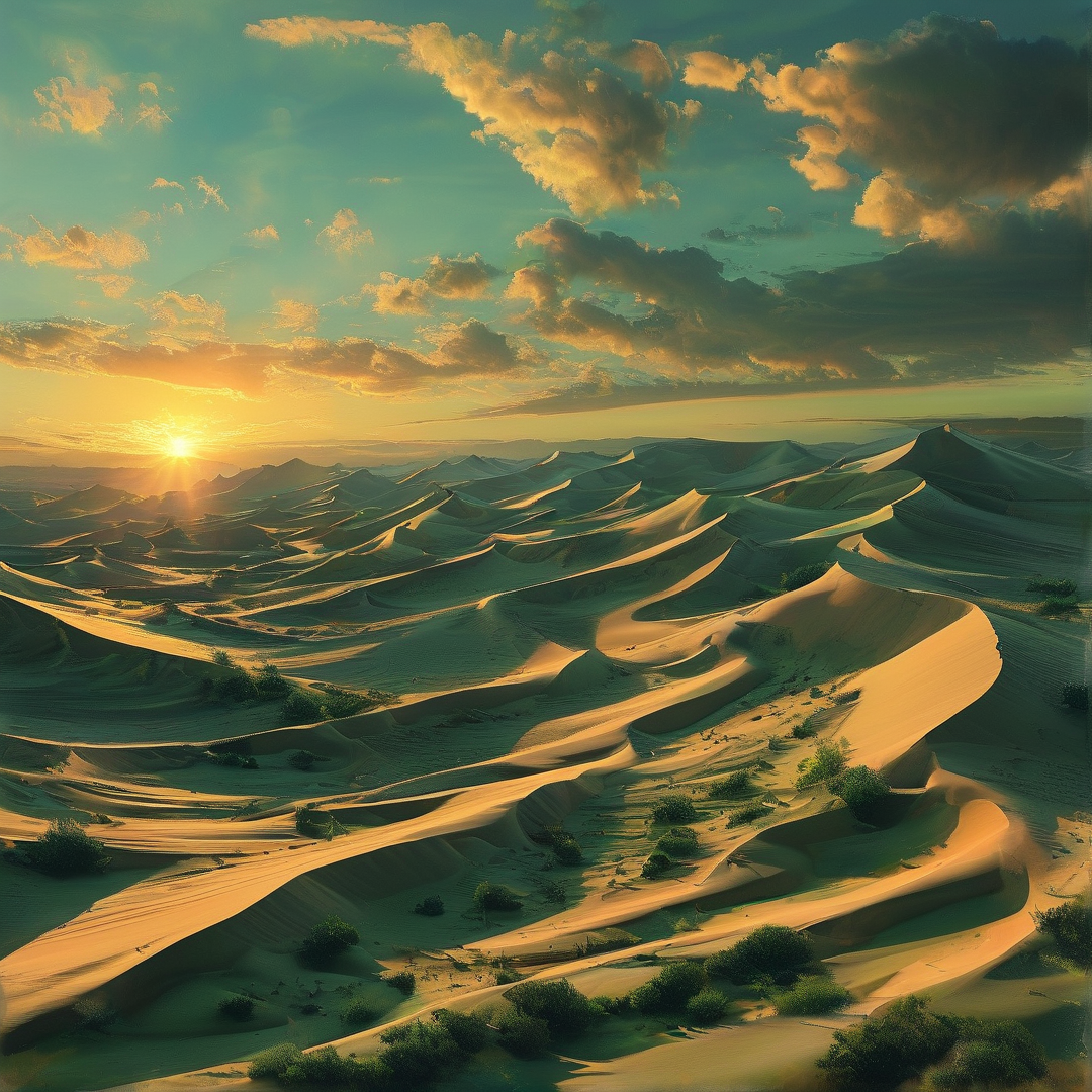 Sunset Over Sand Dunes
