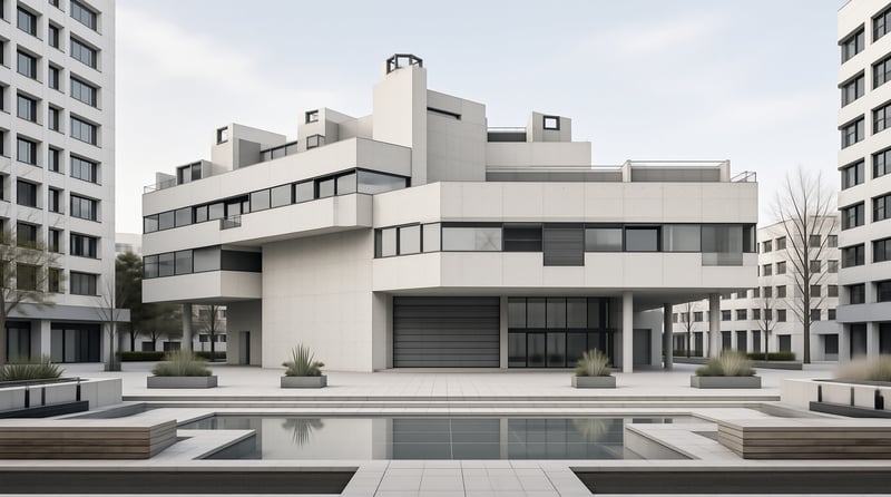 Modern White Geometric Building