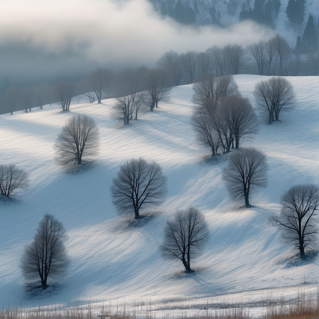 Misty Snowy Hills