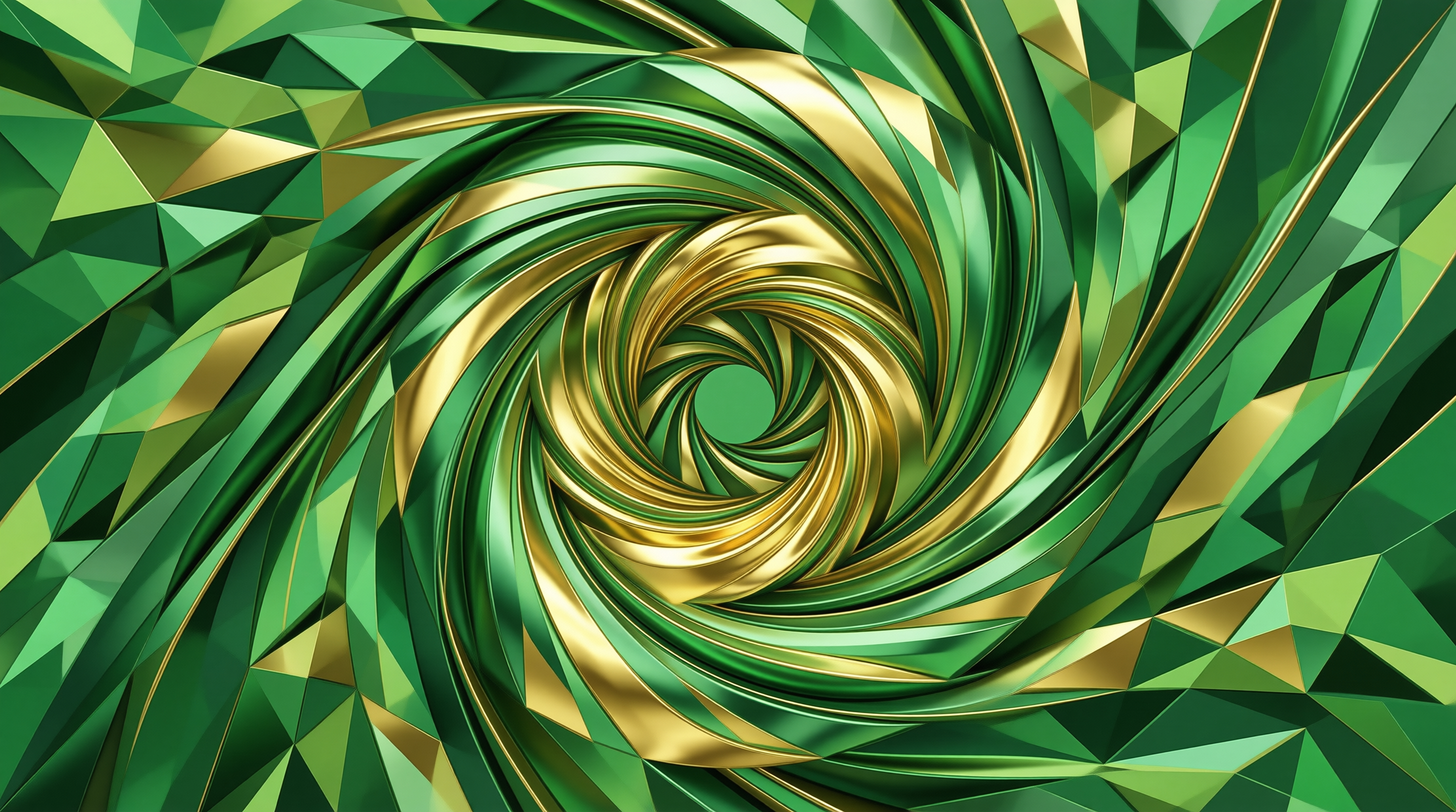 Abstract Green Gold Swirl