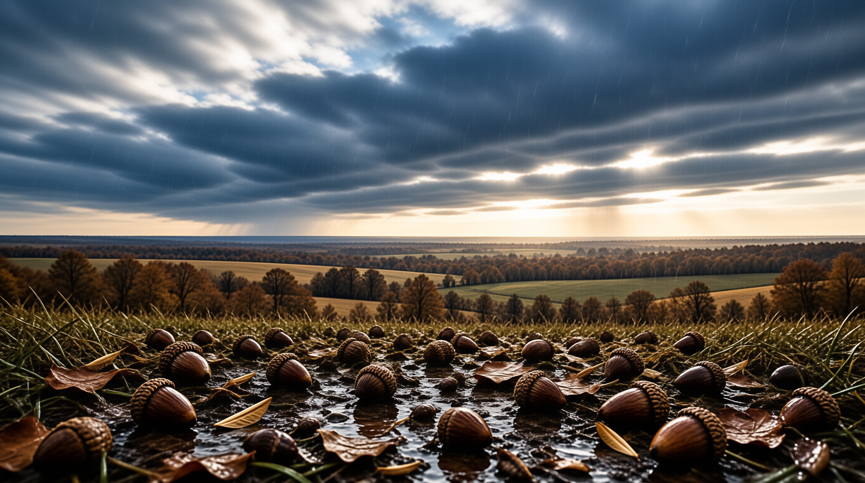 Acorns After Rain Landscape