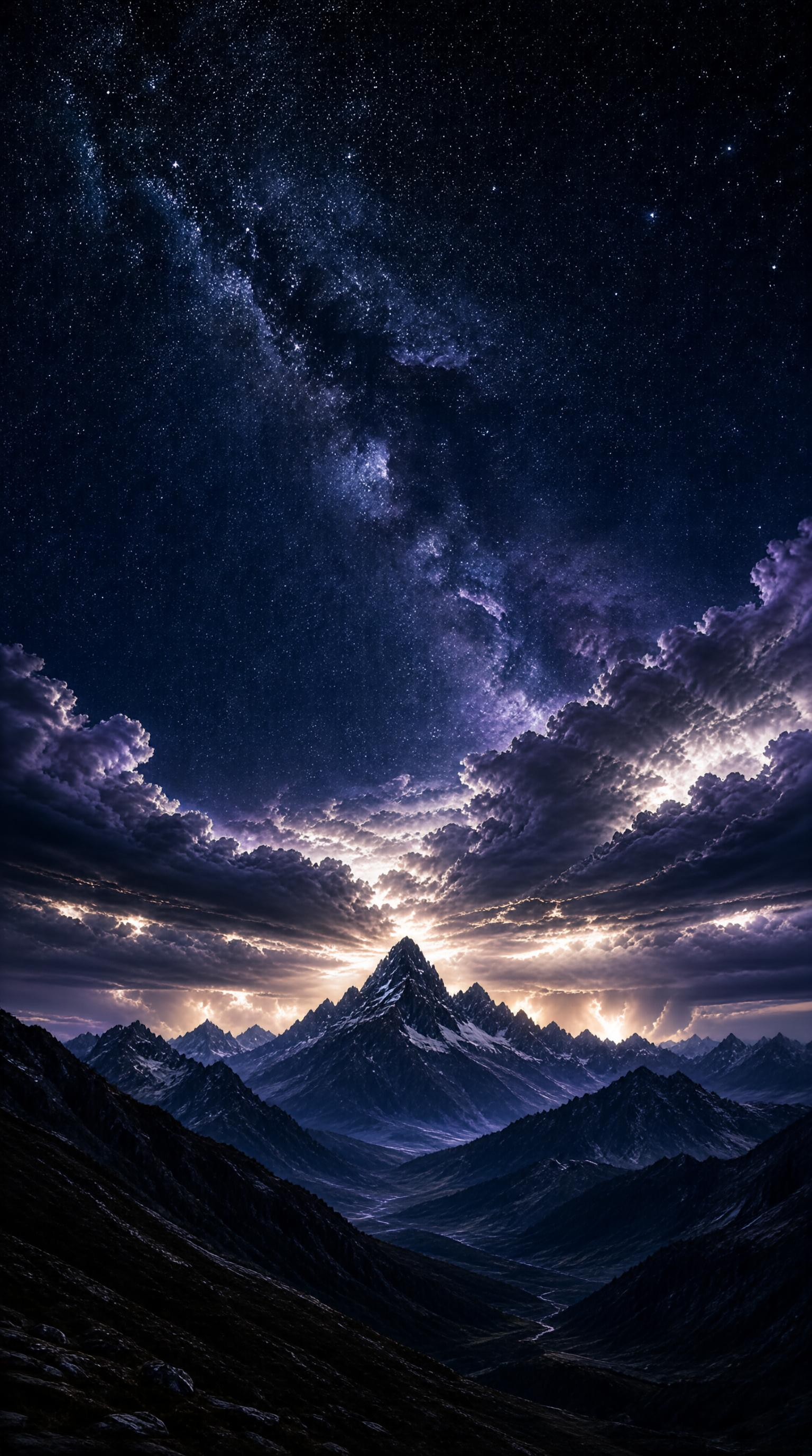 Milky Way Above Snowy Peaks